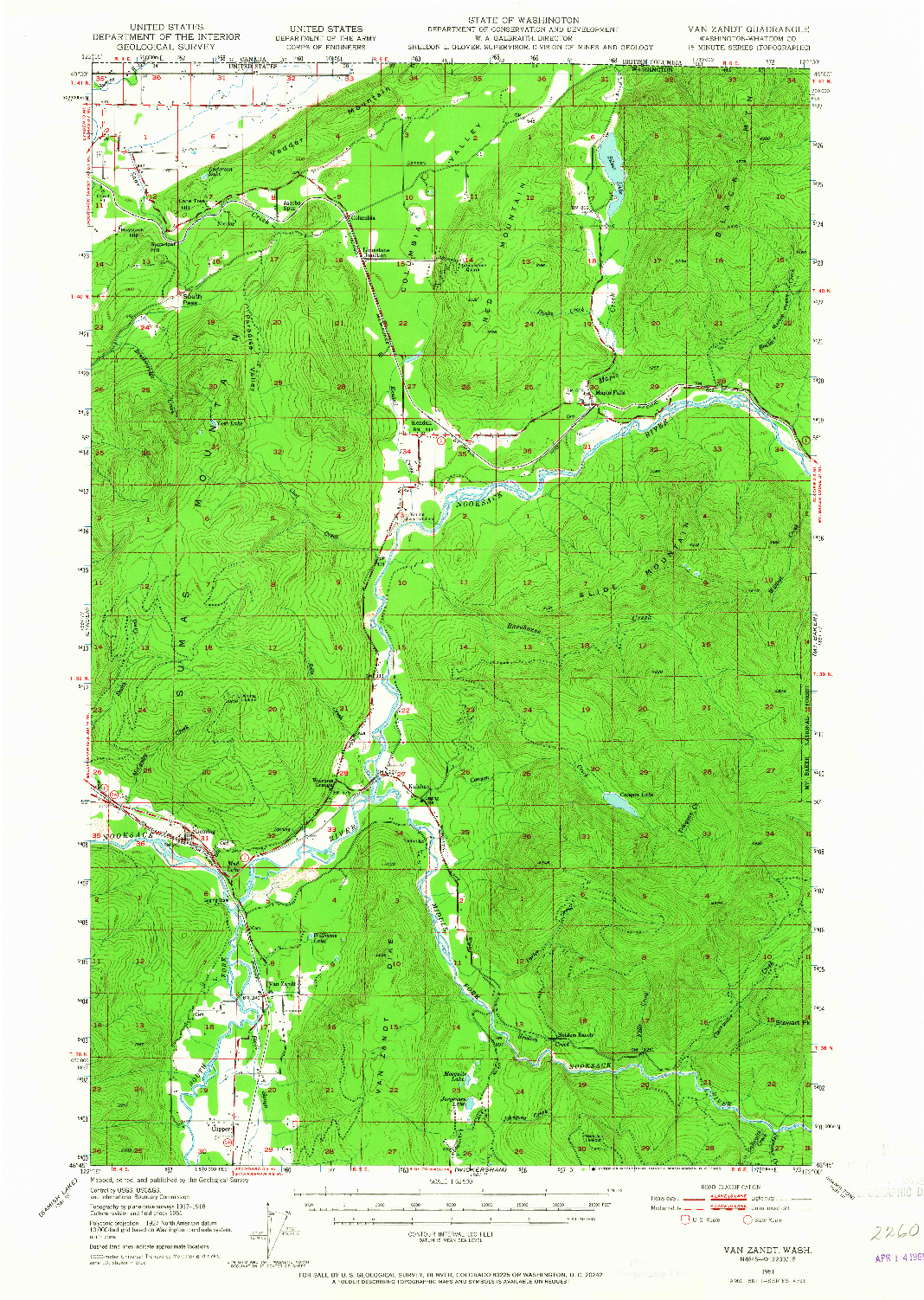 USGS 1:62500-SCALE QUADRANGLE FOR VAN ZANDT, WA 1951