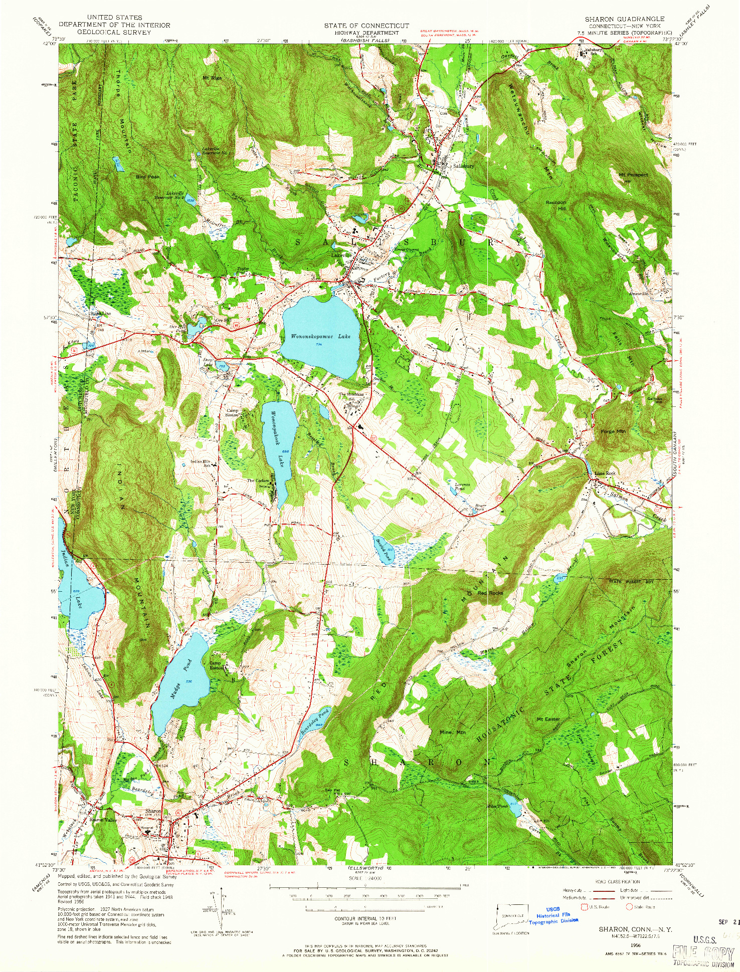USGS 1:24000-SCALE QUADRANGLE FOR SHARON, CT 1956