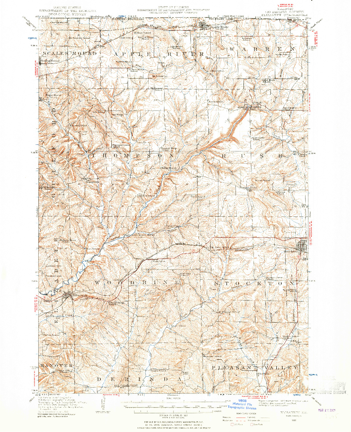 USGS 1:62500-SCALE QUADRANGLE FOR ELIZABETH, IL 1936