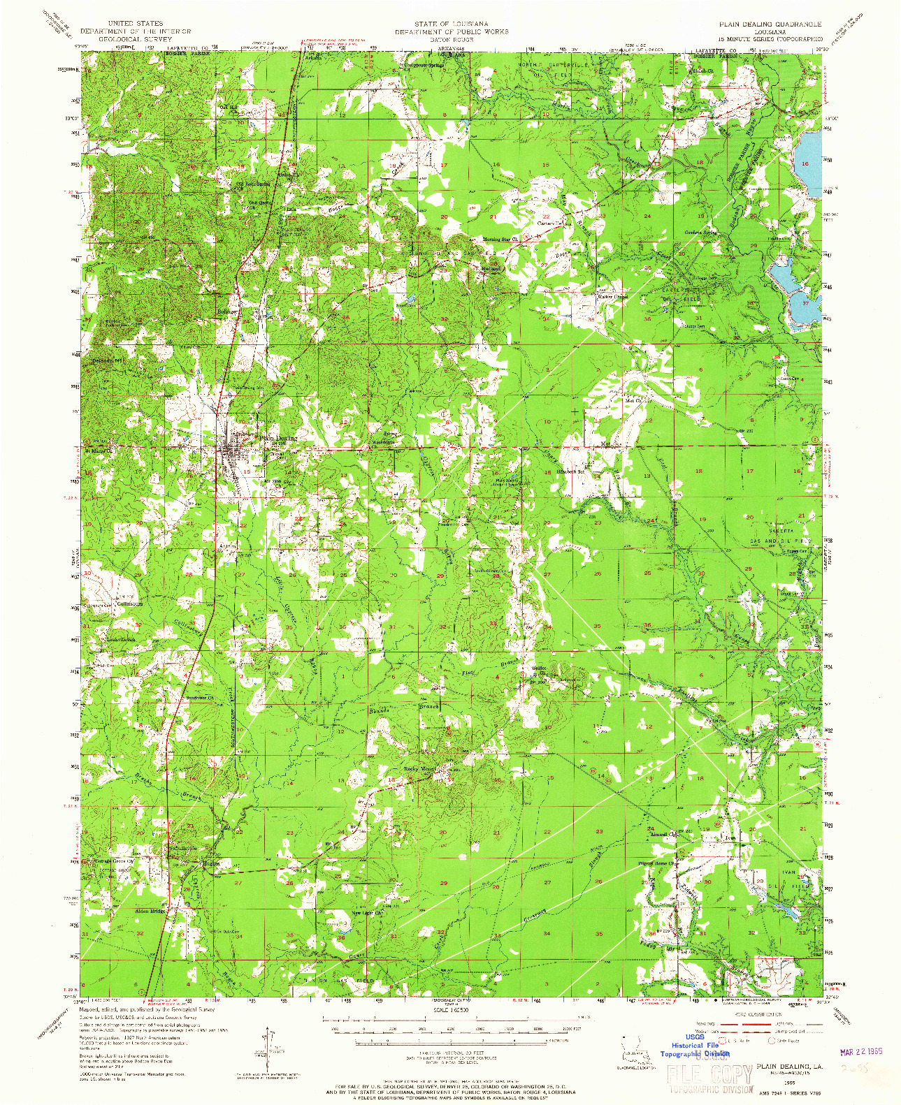 USGS 1:62500-SCALE QUADRANGLE FOR PLAIN DEALING, LA 1955