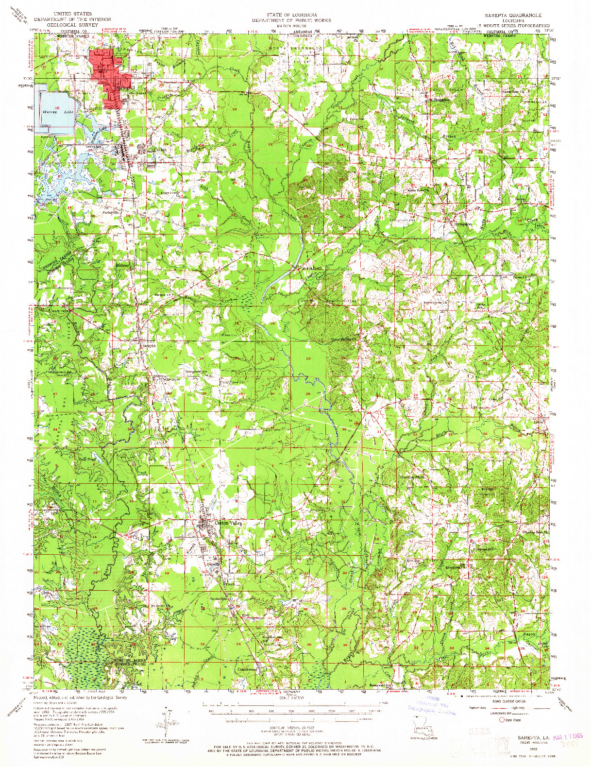 USGS 1:62500-SCALE QUADRANGLE FOR SAREPTA, LA 1956