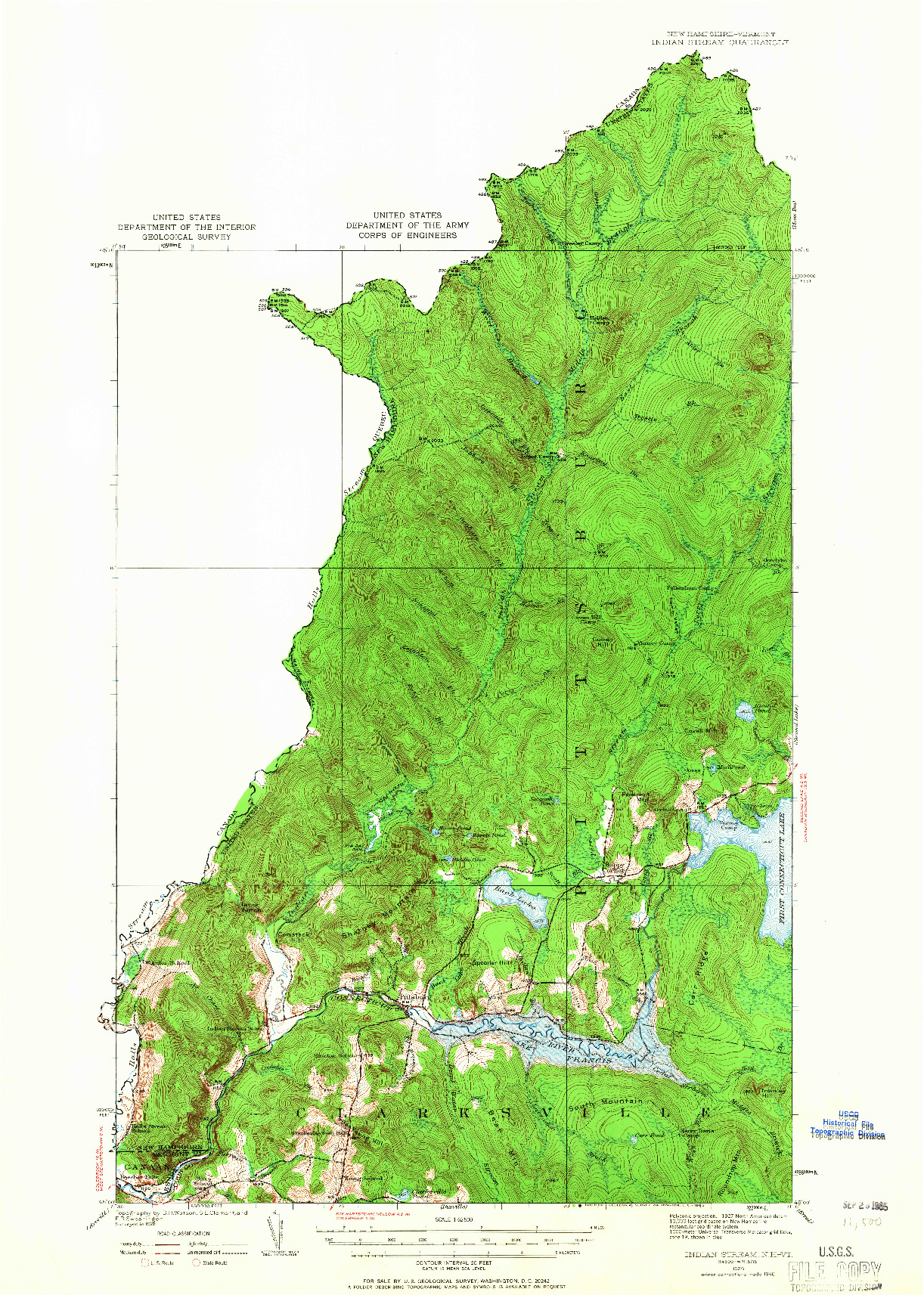 USGS 1:62500-SCALE QUADRANGLE FOR INDIAN STREAM, NH 1926