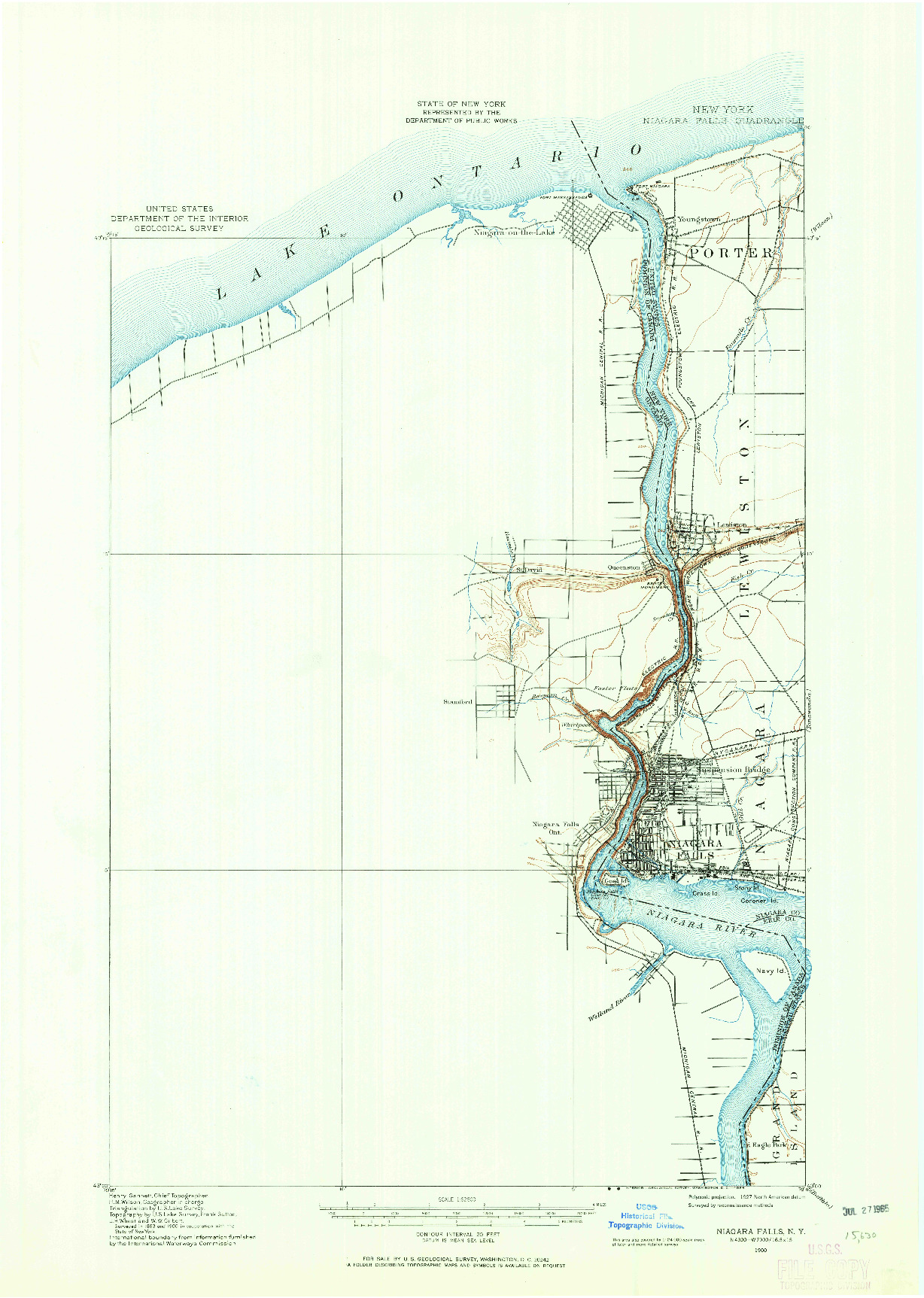 USGS 1:62500-SCALE QUADRANGLE FOR NIAGARA FALLS, NY 1900