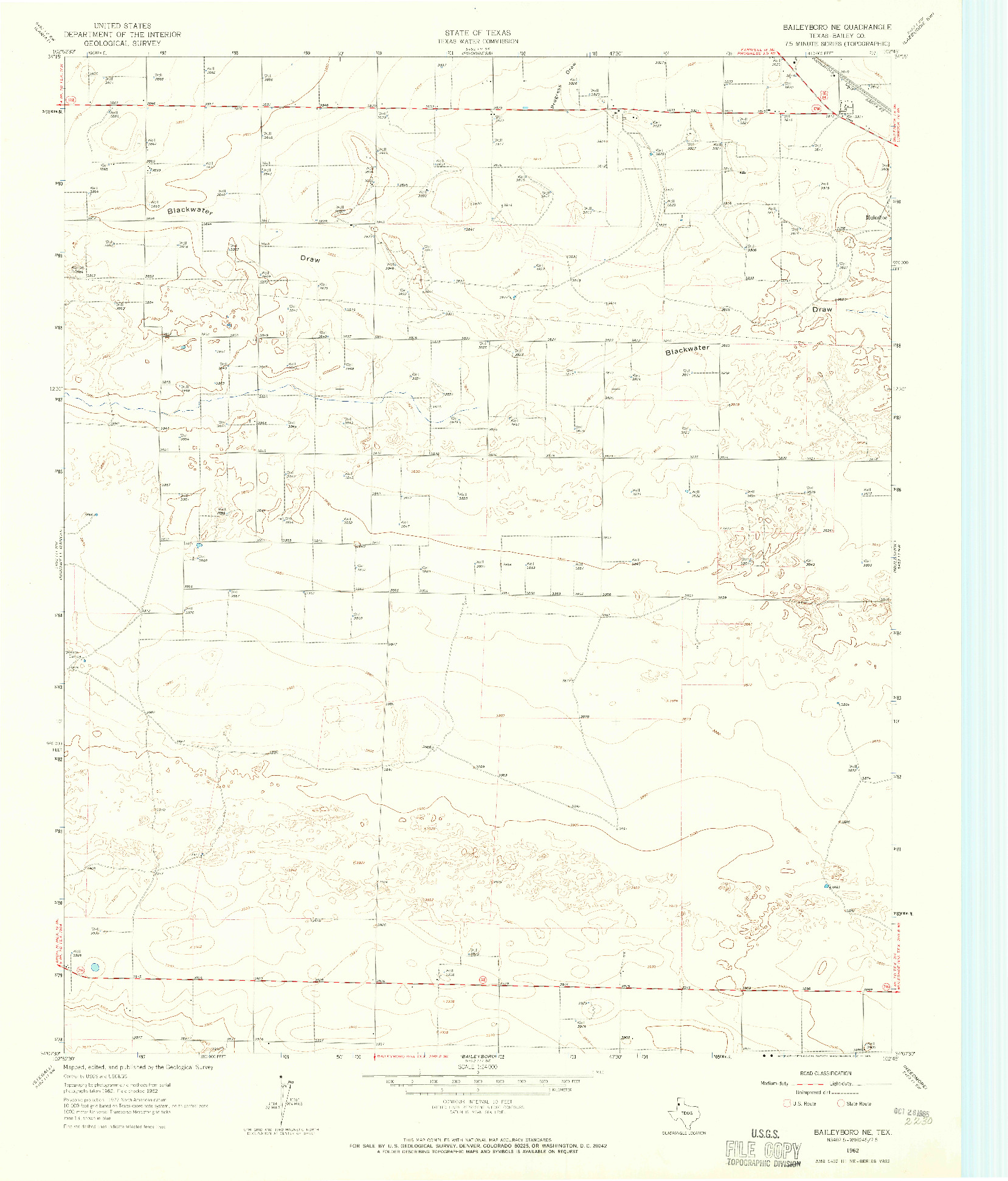 USGS 1:24000-SCALE QUADRANGLE FOR BAILEYBORO NE, TX 1962