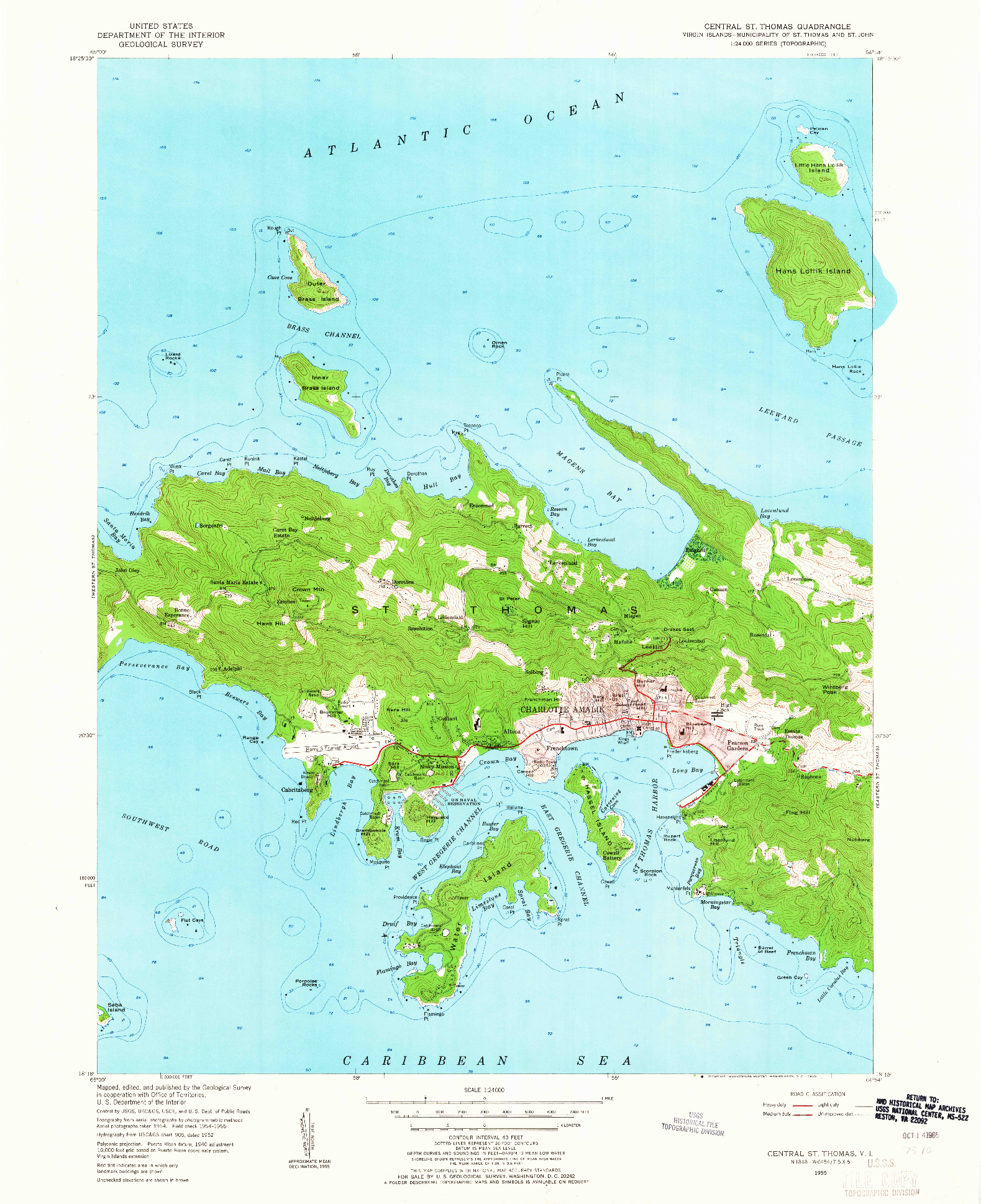 USGS 1:24000-SCALE QUADRANGLE FOR CENTRAL ST. THOMAS, VI 1955