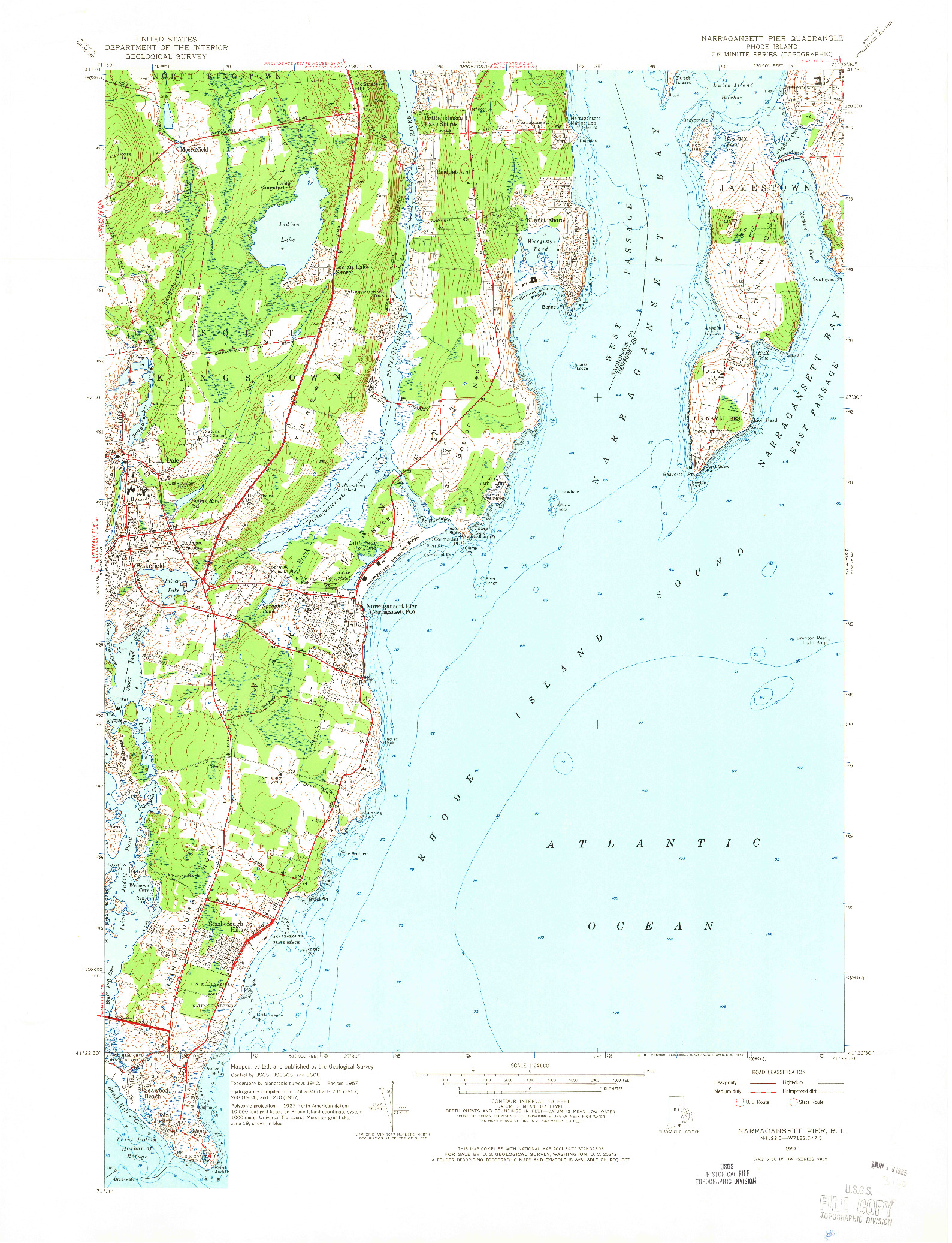 USGS 1:24000-SCALE QUADRANGLE FOR NARRAGANSETT PIER, RI 1957