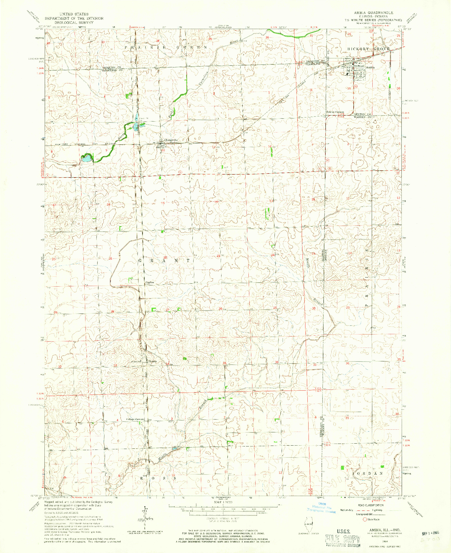 USGS 1:24000-SCALE QUADRANGLE FOR AMBIA, IL 1964