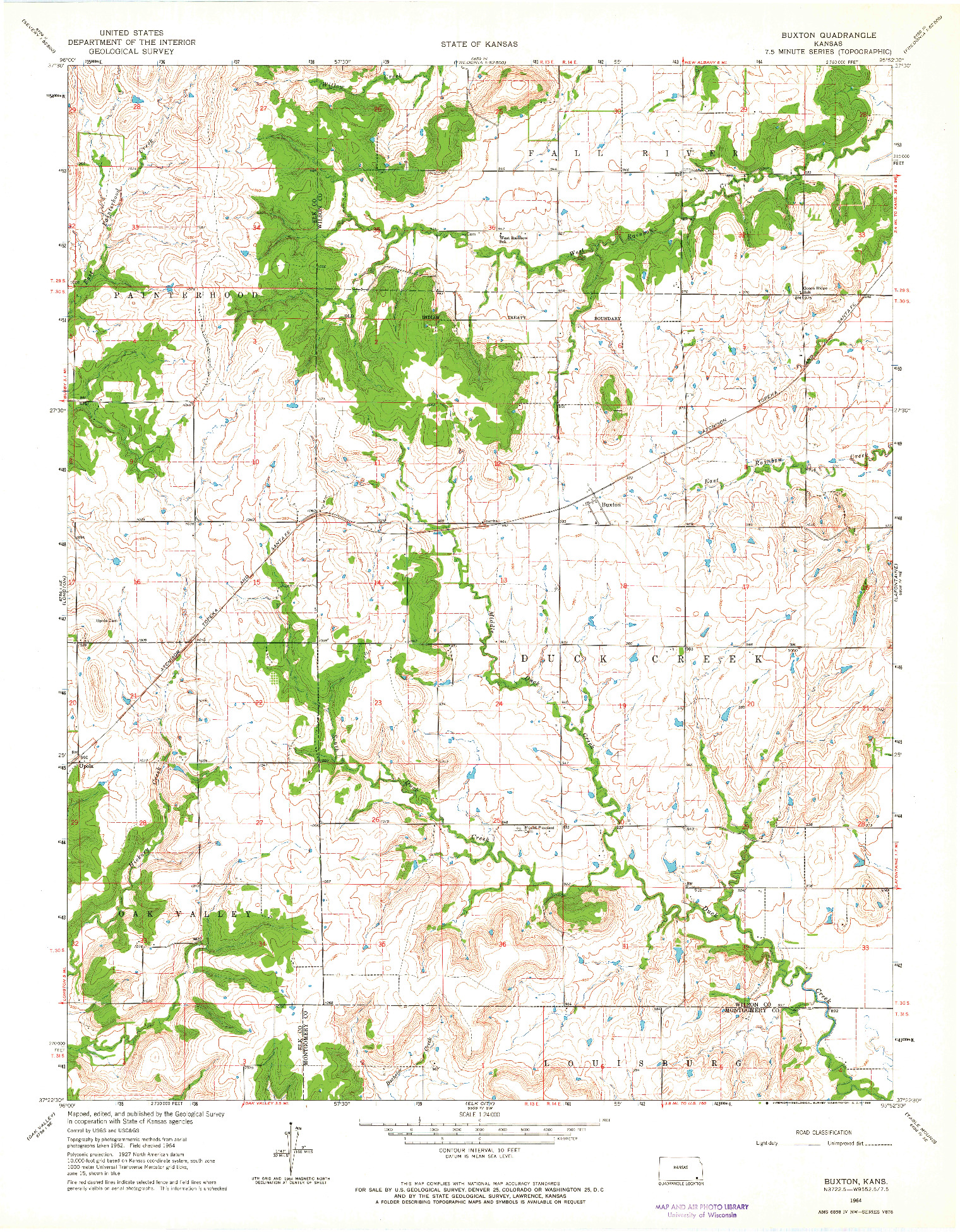 USGS 1:24000-SCALE QUADRANGLE FOR BUXTON, KS 1964