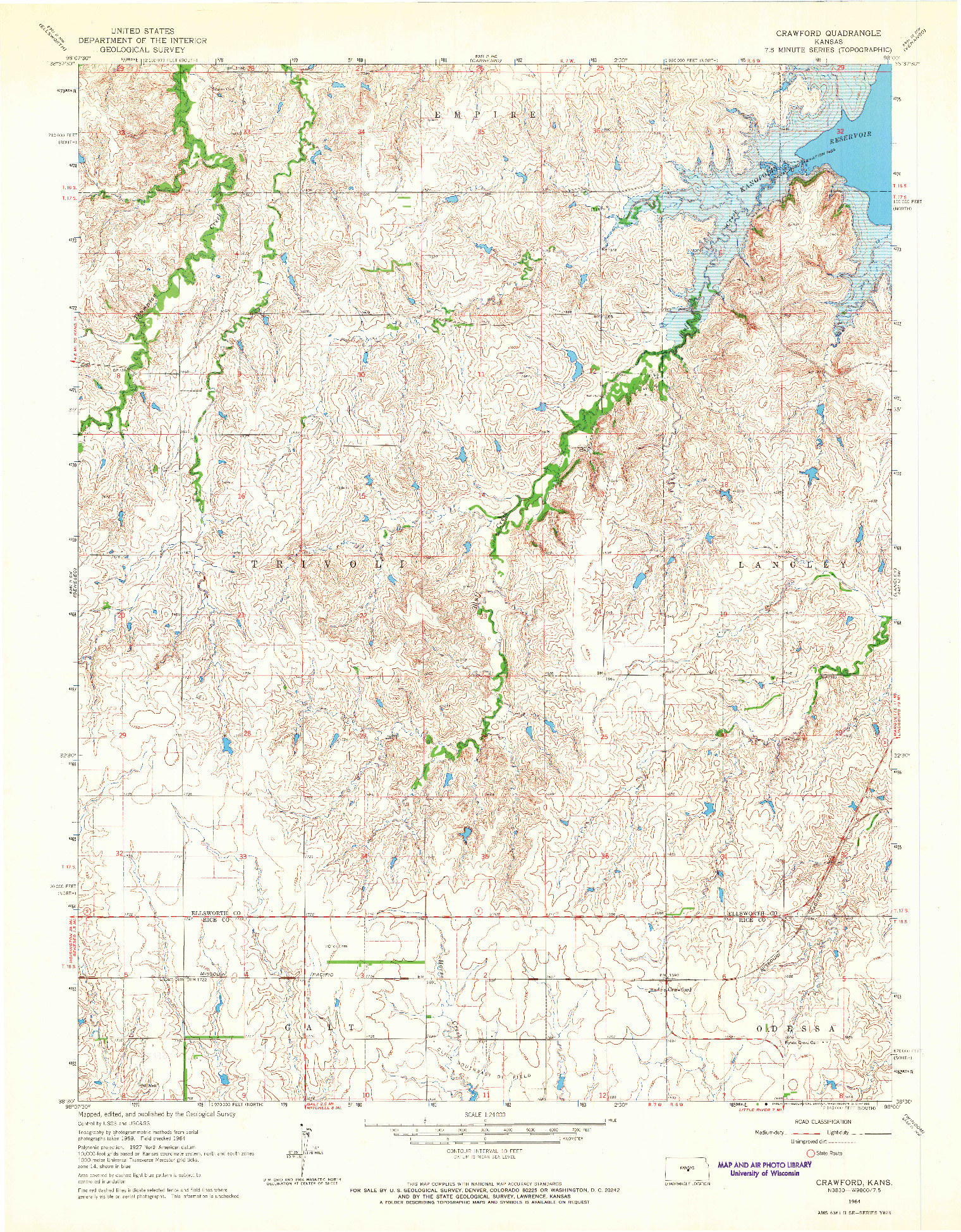 USGS 1:24000-SCALE QUADRANGLE FOR CRAWFORD, KS 1964