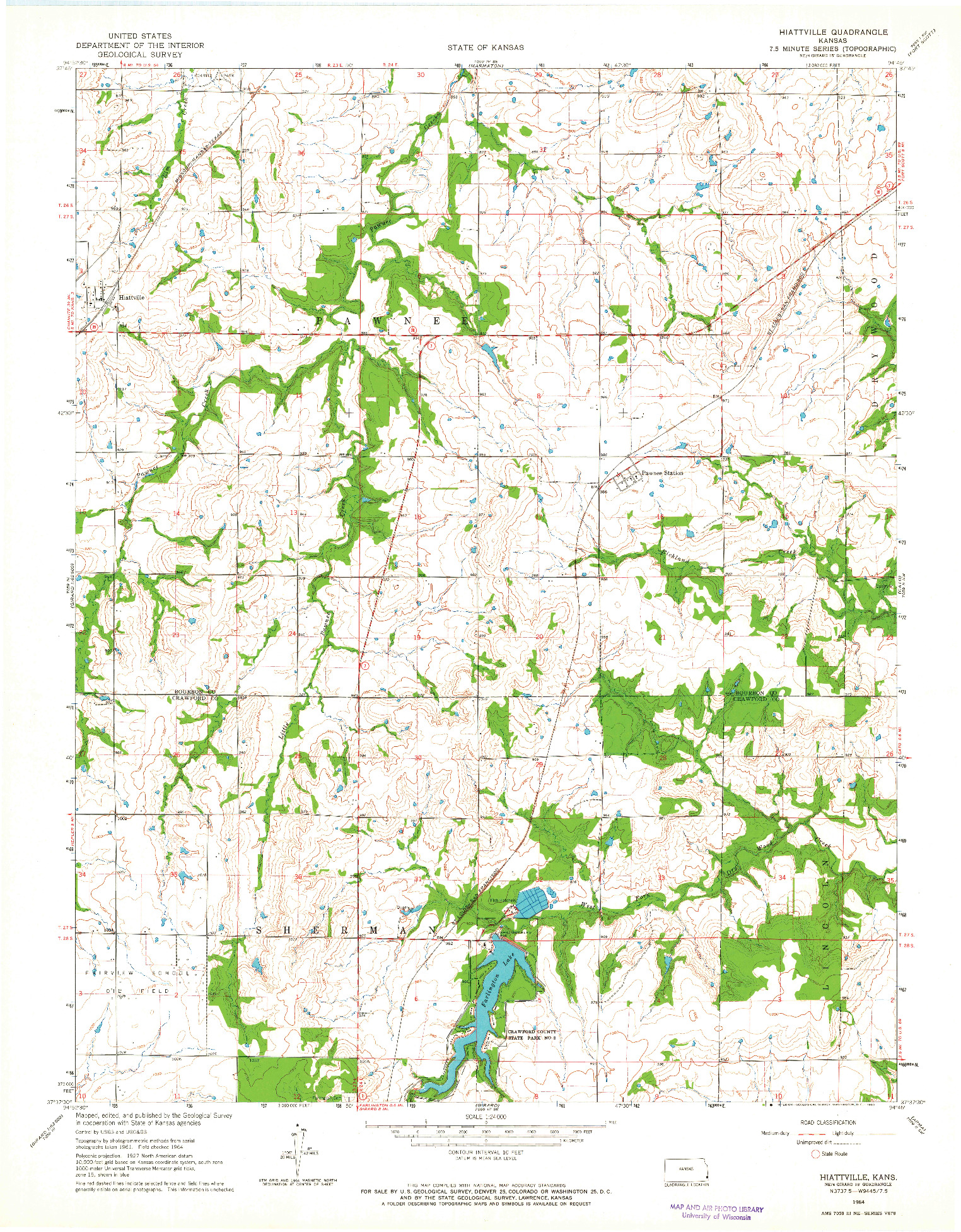 USGS 1:24000-SCALE QUADRANGLE FOR HIATTVILLE, KS 1964