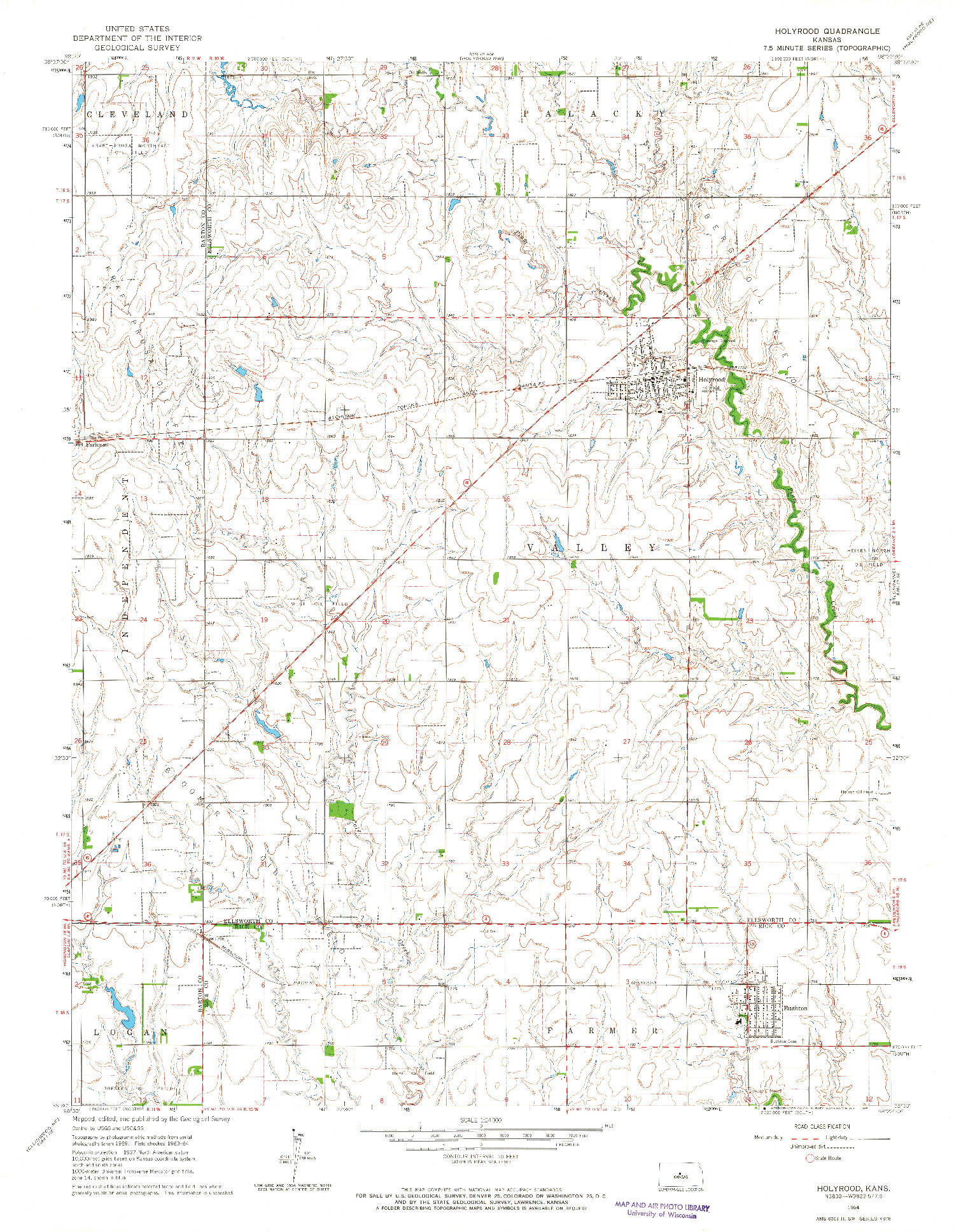 USGS 1:24000-SCALE QUADRANGLE FOR HOLYROOD, KS 1964