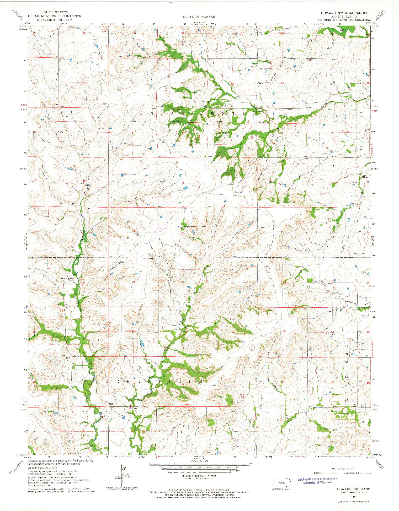 USGS 1:24000-SCALE QUADRANGLE FOR HOWARD NW, KS 1964