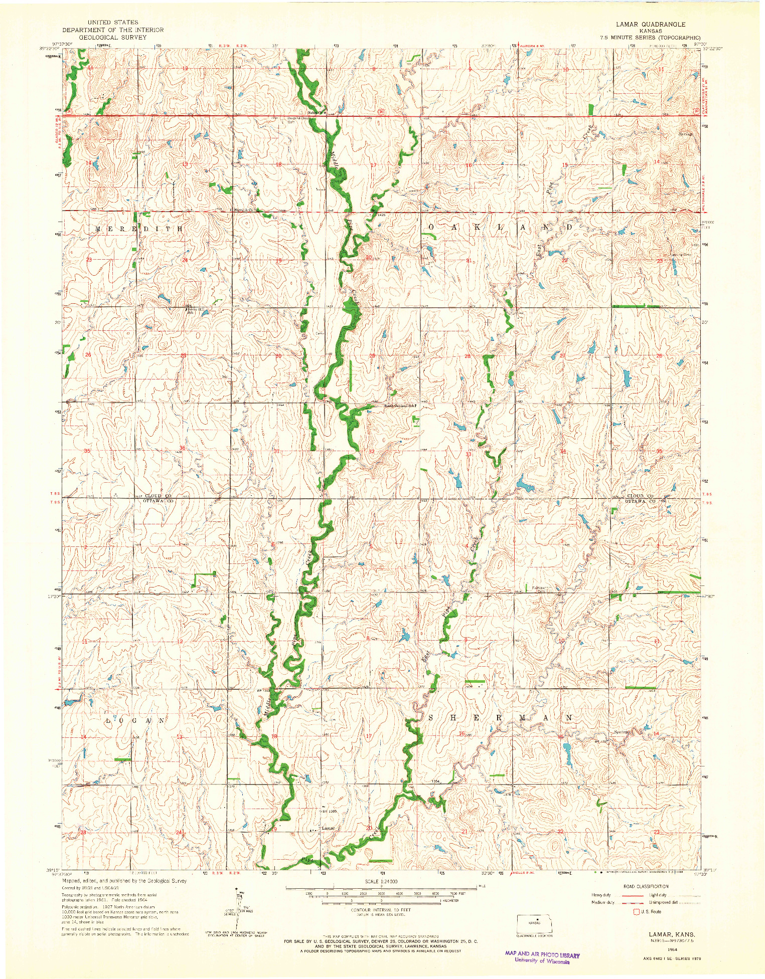 USGS 1:24000-SCALE QUADRANGLE FOR LAMAR, KS 1964