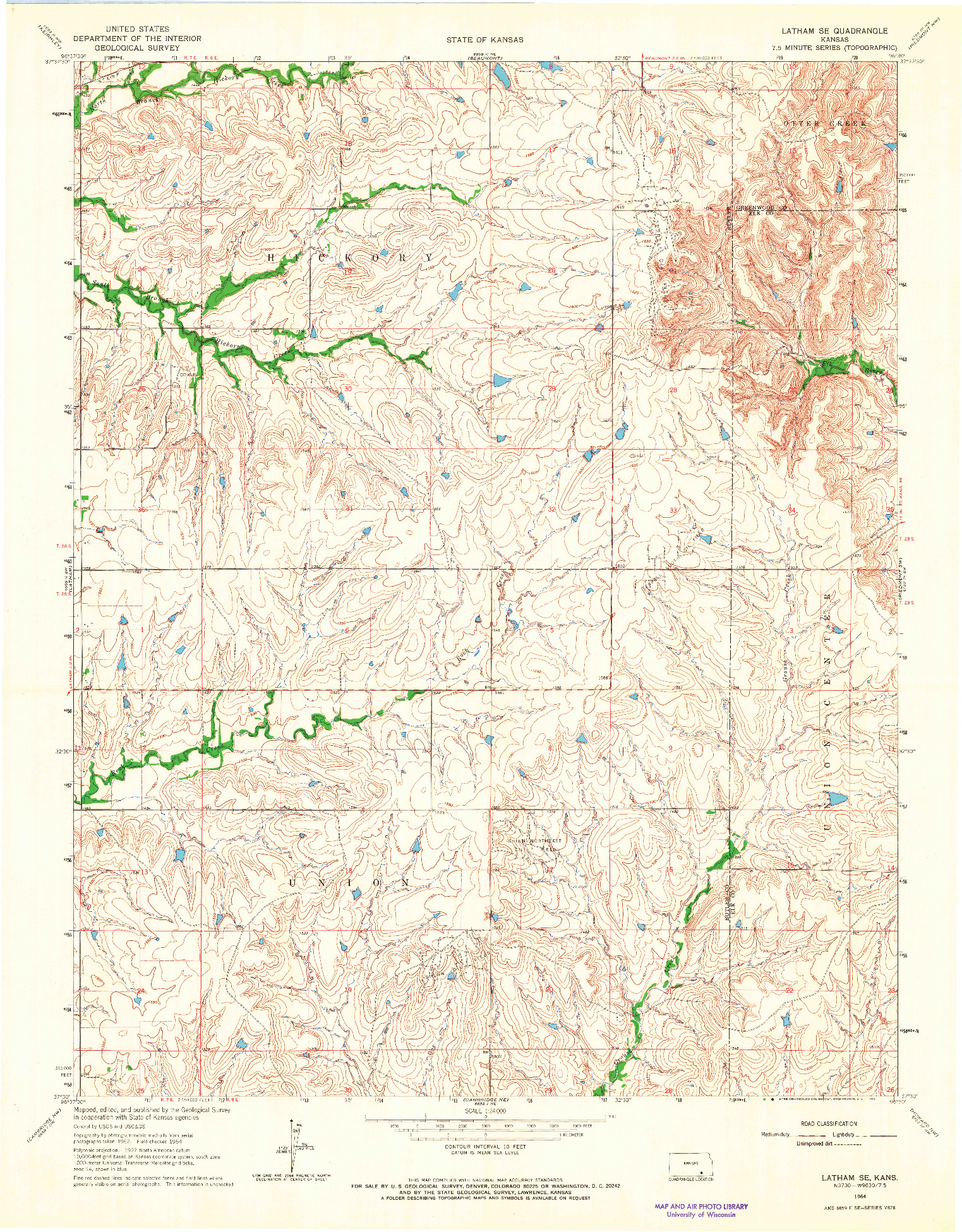USGS 1:24000-SCALE QUADRANGLE FOR LATHAM SE, KS 1964