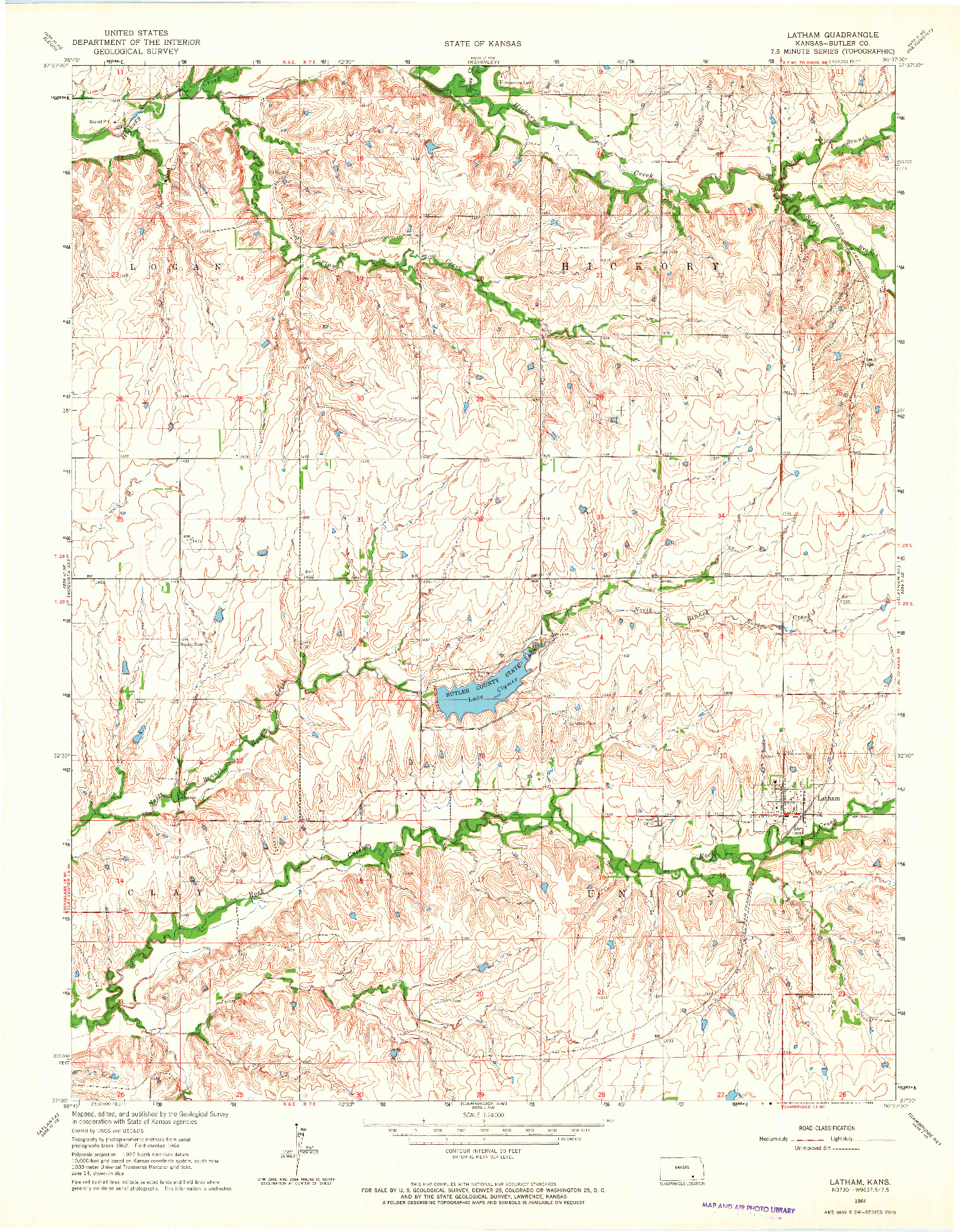 USGS 1:24000-SCALE QUADRANGLE FOR LATHAM, KS 1964