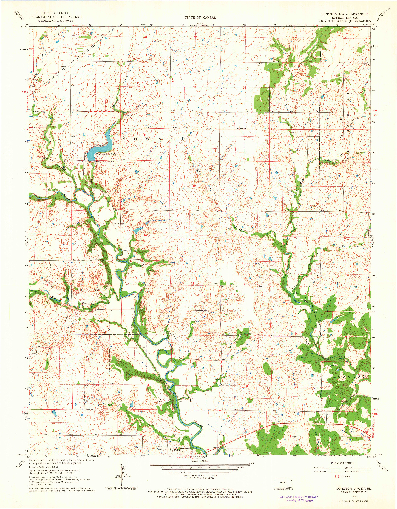 USGS 1:24000-SCALE QUADRANGLE FOR LONGTON NW, KS 1964