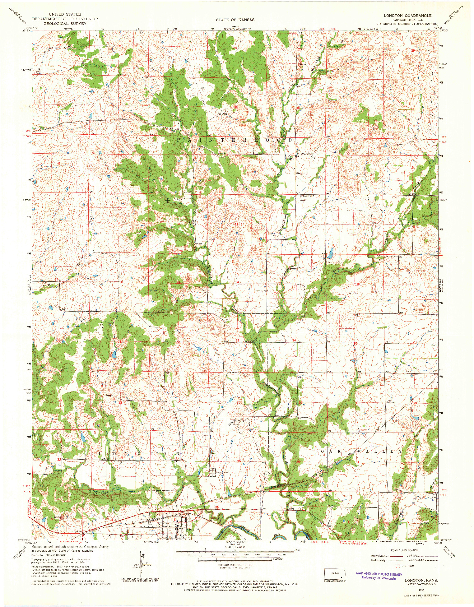 USGS 1:24000-SCALE QUADRANGLE FOR LONGTON, KS 1964