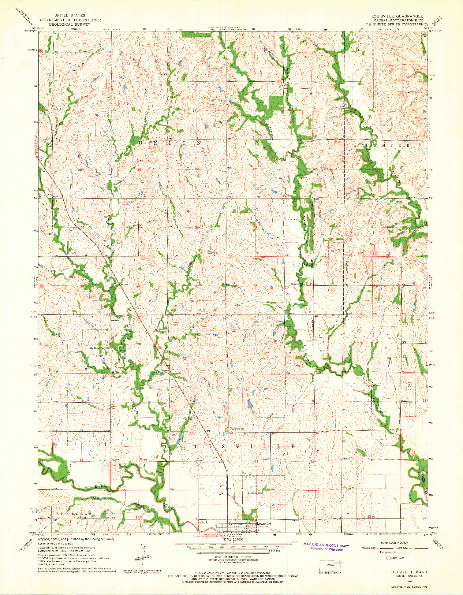 USGS 1:24000-SCALE QUADRANGLE FOR LOUISVILLE, KS 1964
