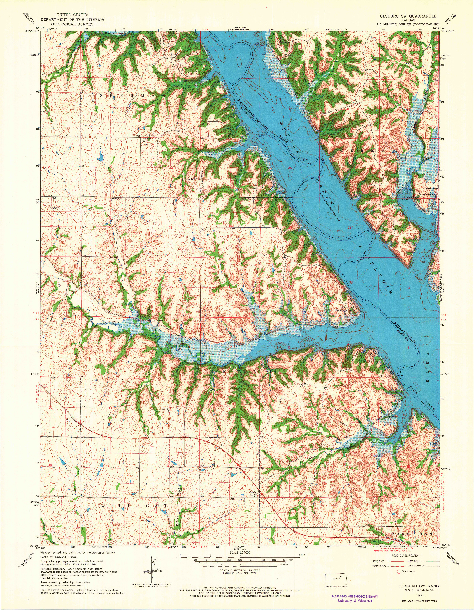 USGS 1:24000-SCALE QUADRANGLE FOR OLSBURG SW, KS 1964