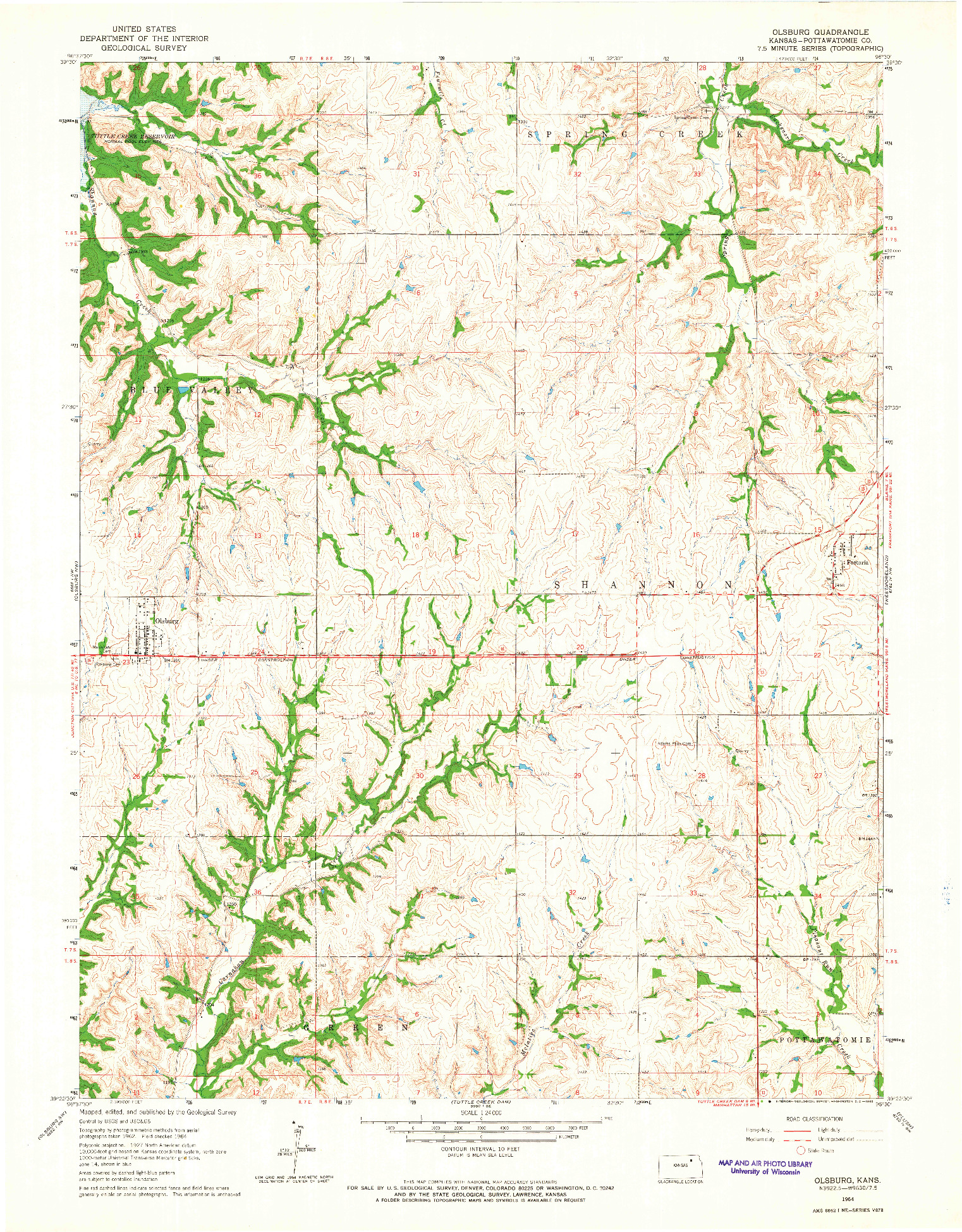 USGS 1:24000-SCALE QUADRANGLE FOR OLSBURG, KS 1964