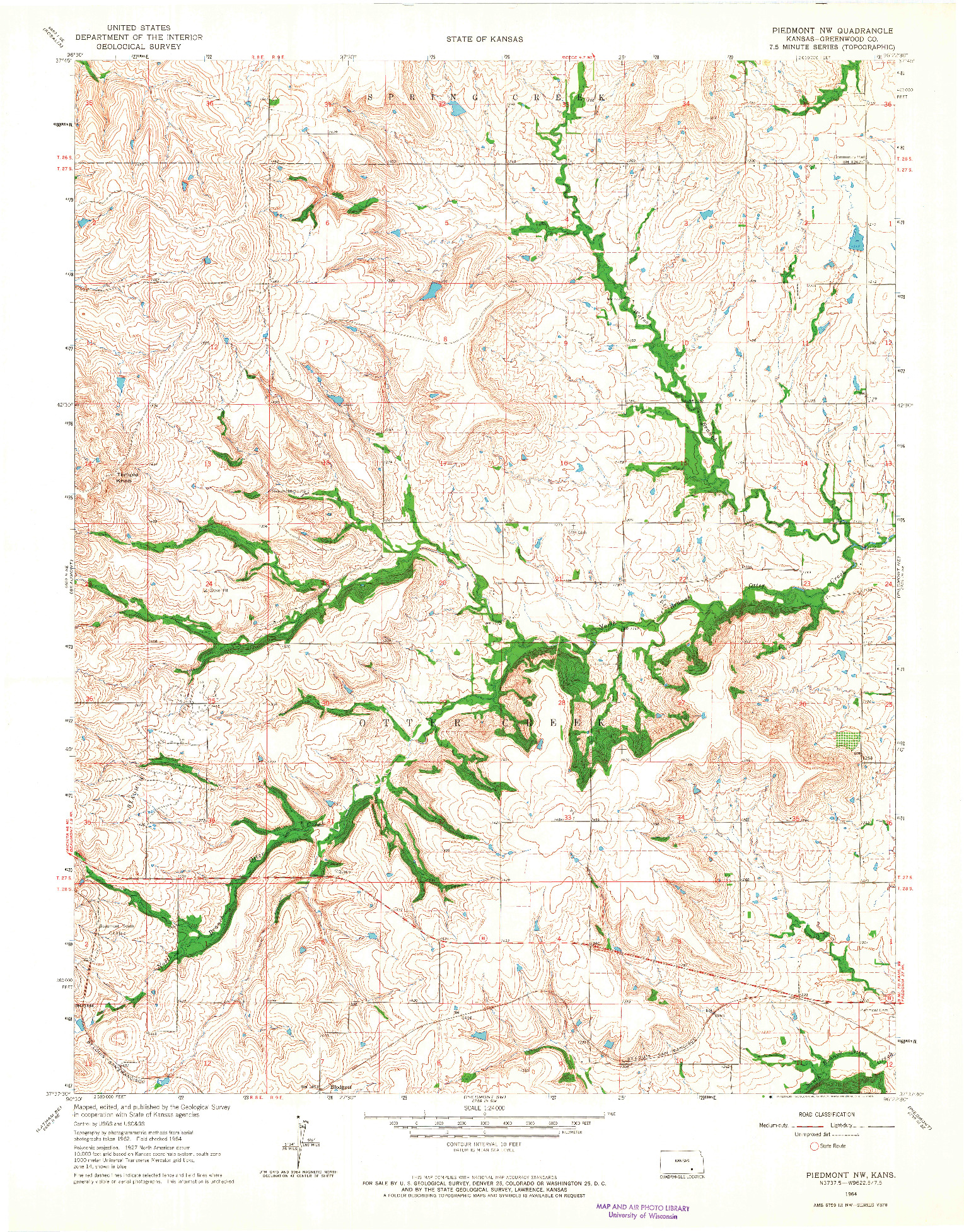 USGS 1:24000-SCALE QUADRANGLE FOR PIEDMONT NW, KS 1964