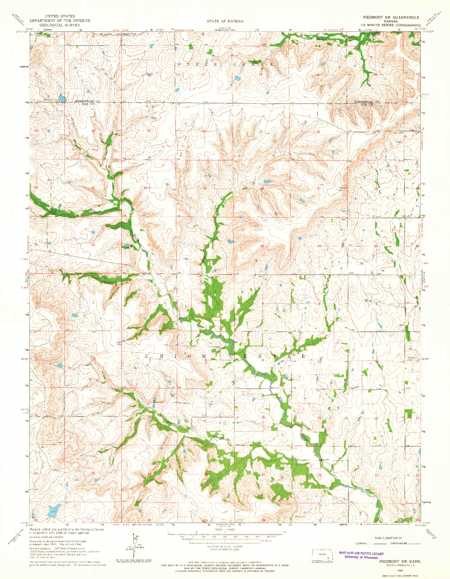 USGS 1:24000-SCALE QUADRANGLE FOR PIEDMONT SW, KS 1964