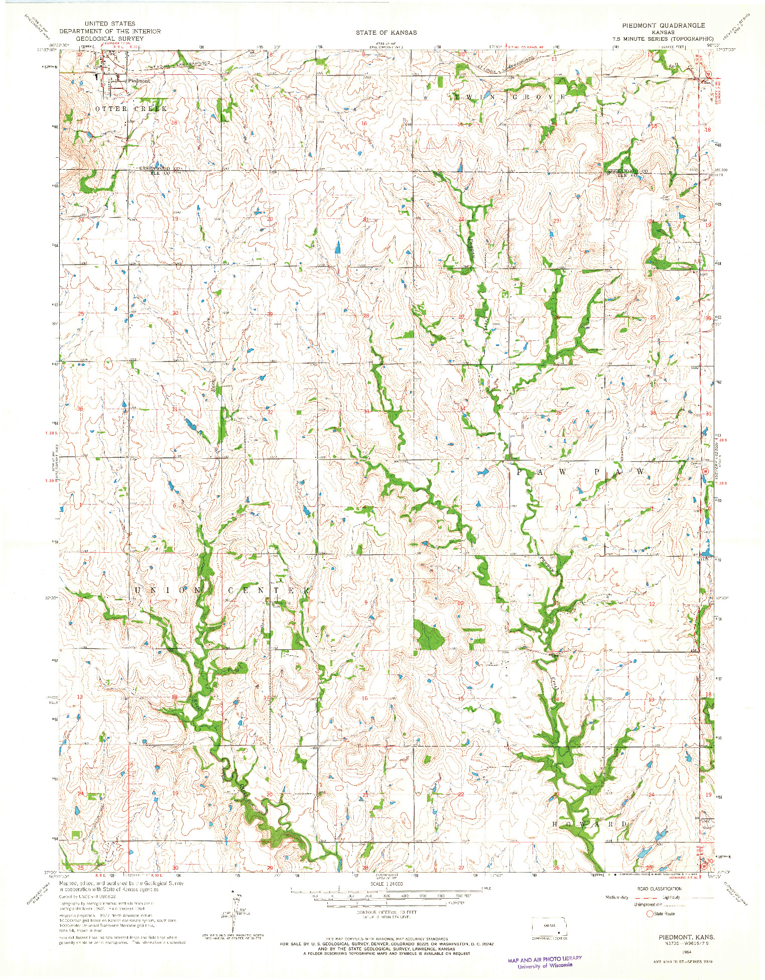 USGS 1:24000-SCALE QUADRANGLE FOR PIEDMONT, KS 1964