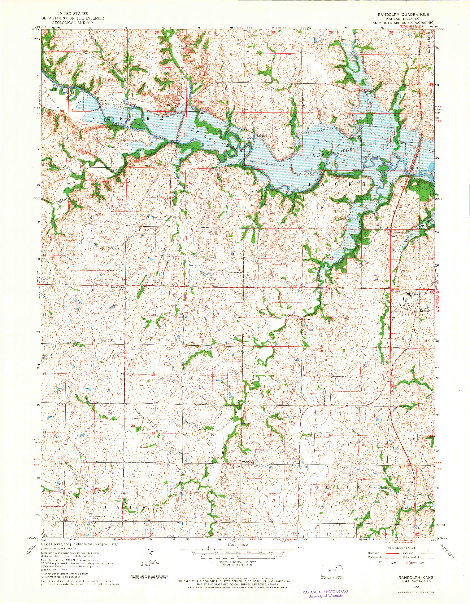 USGS 1:24000-SCALE QUADRANGLE FOR RANDOLPH, KS 1964