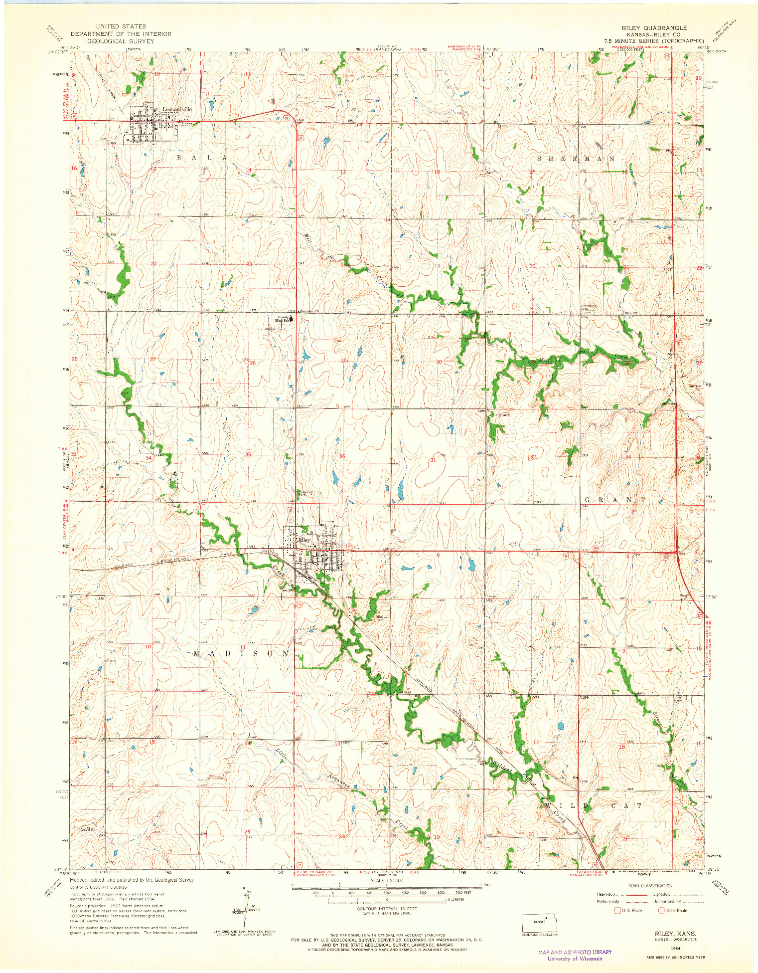 USGS 1:24000-SCALE QUADRANGLE FOR RILEY, KS 1964