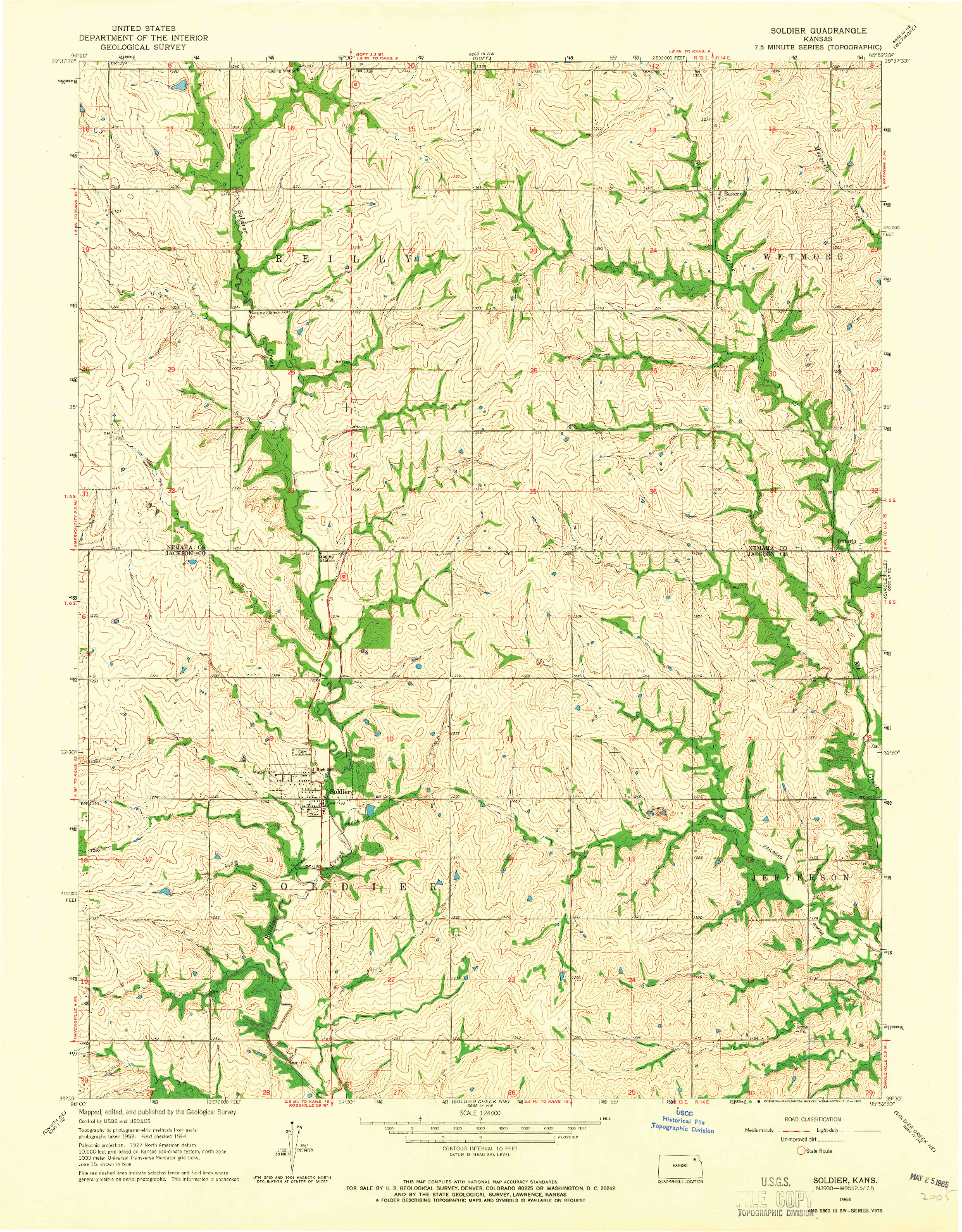 USGS 1:24000-SCALE QUADRANGLE FOR SOLDIER, KS 1964