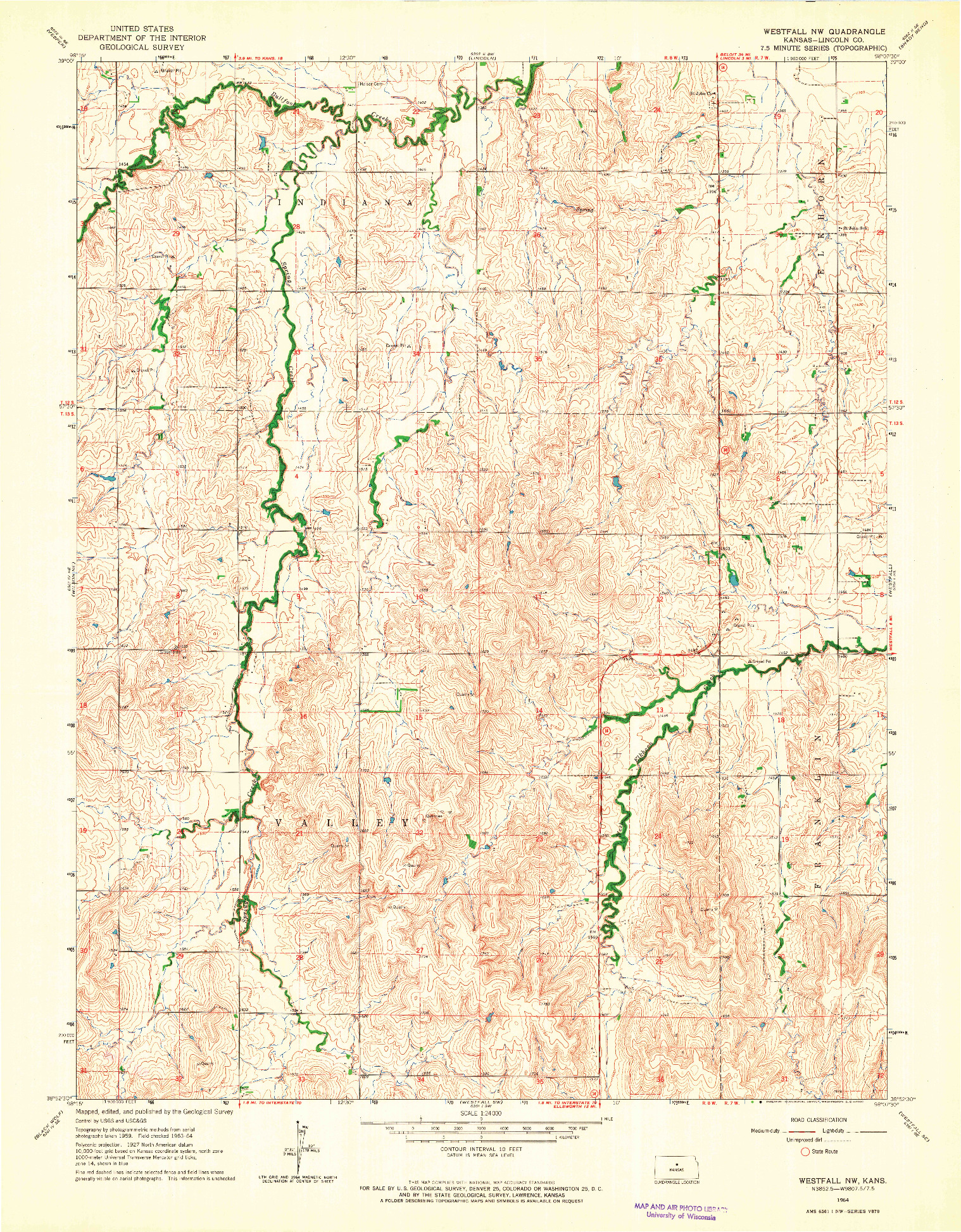 USGS 1:24000-SCALE QUADRANGLE FOR WESTFALL NW, KS 1964