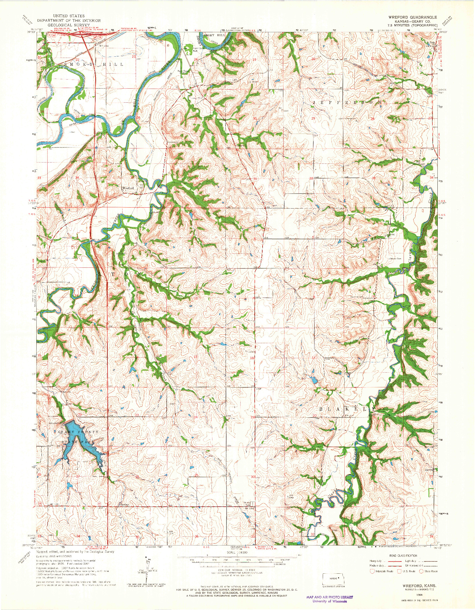 USGS 1:24000-SCALE QUADRANGLE FOR WREFORD, KS 1964