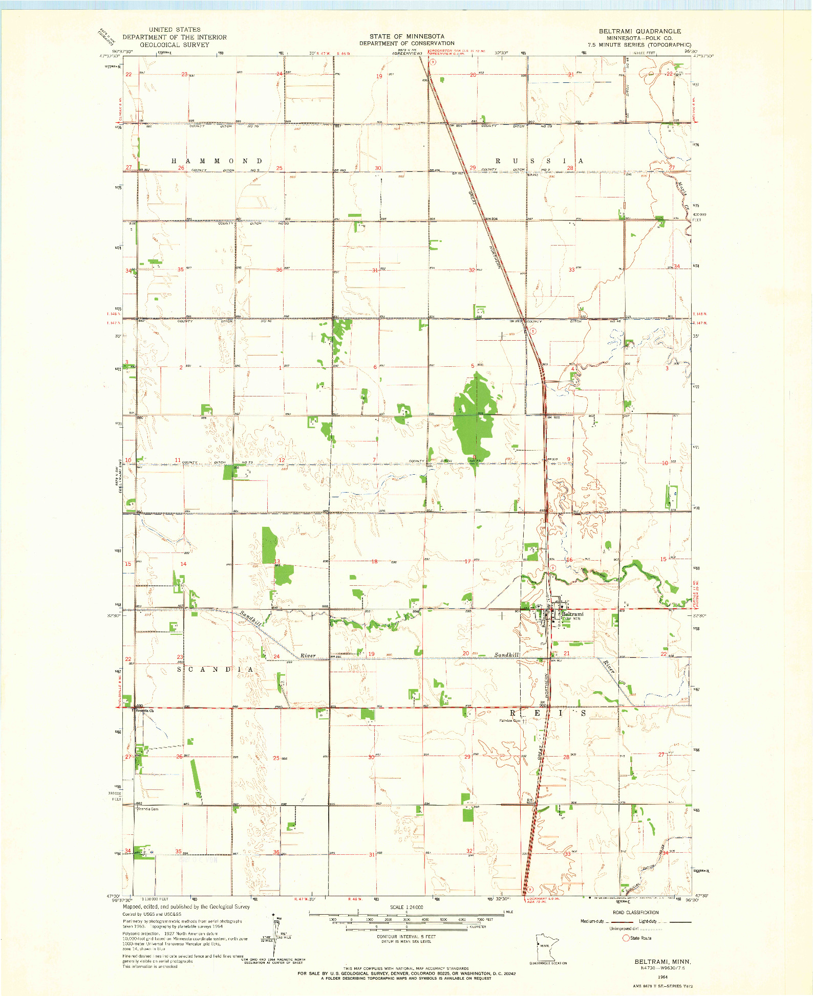 USGS 1:24000-SCALE QUADRANGLE FOR BELTRAMI, MN 1964