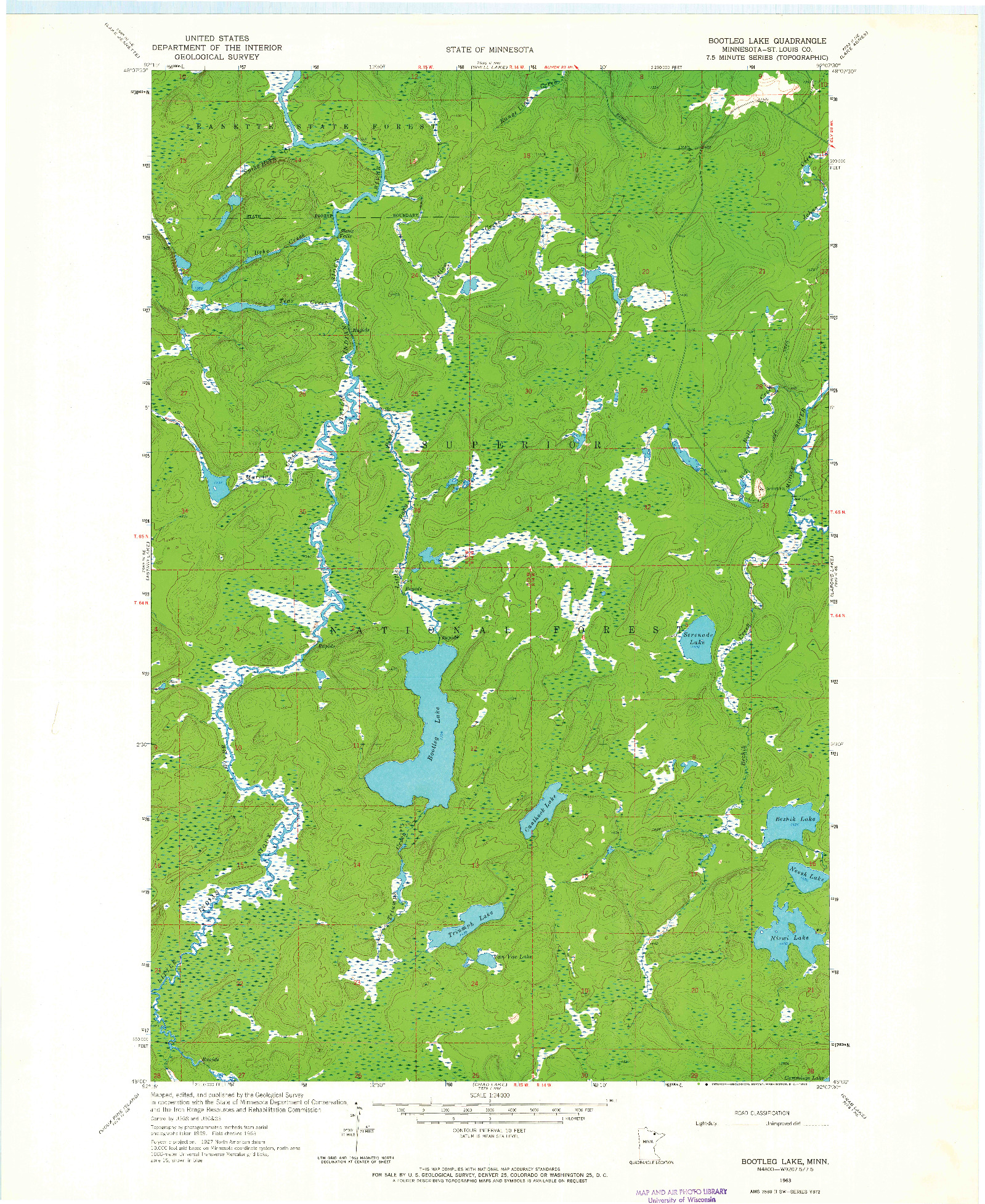 USGS 1:24000-SCALE QUADRANGLE FOR BOOTLEG LAKE, MN 1963