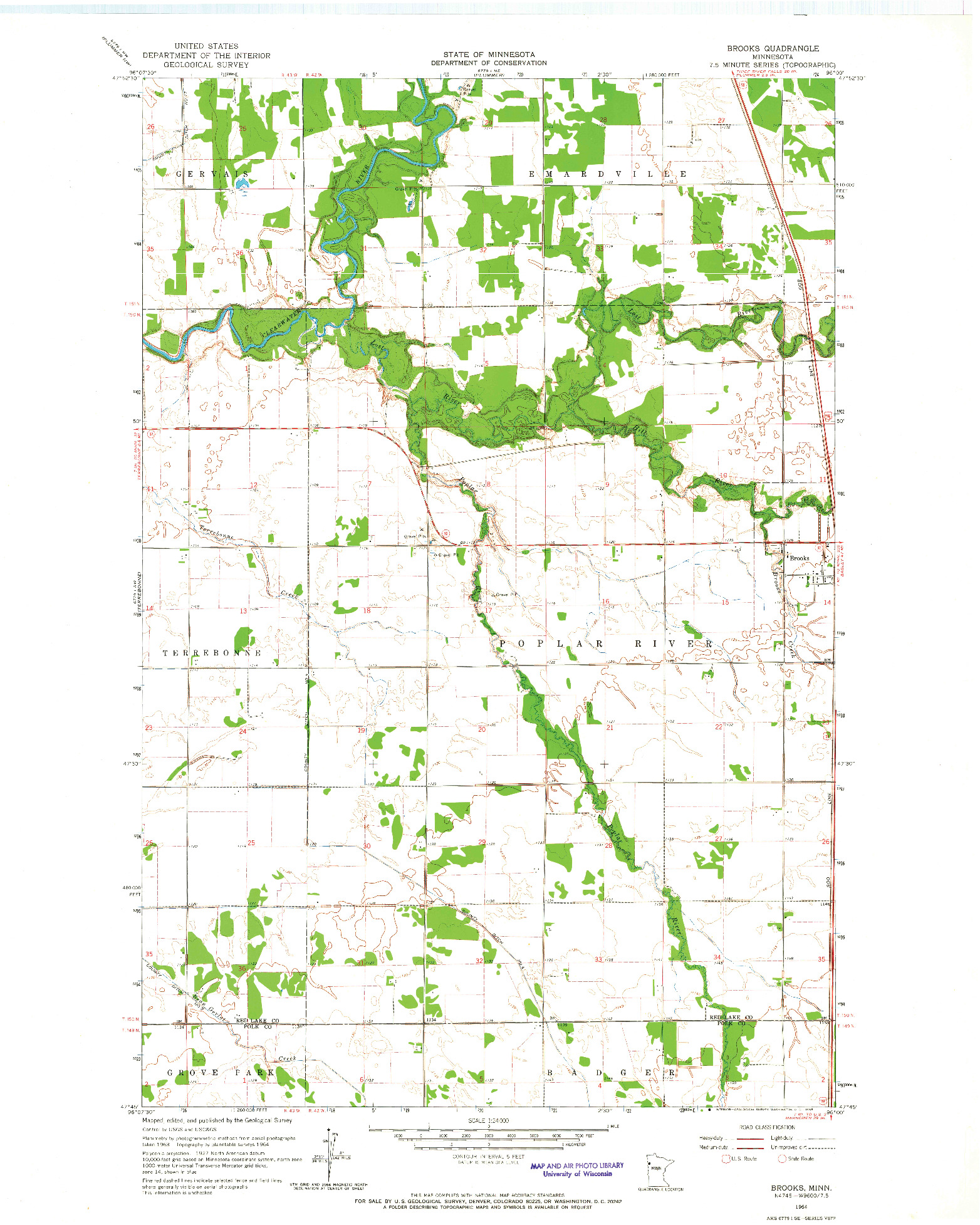 USGS 1:24000-SCALE QUADRANGLE FOR BROOKS, MN 1964