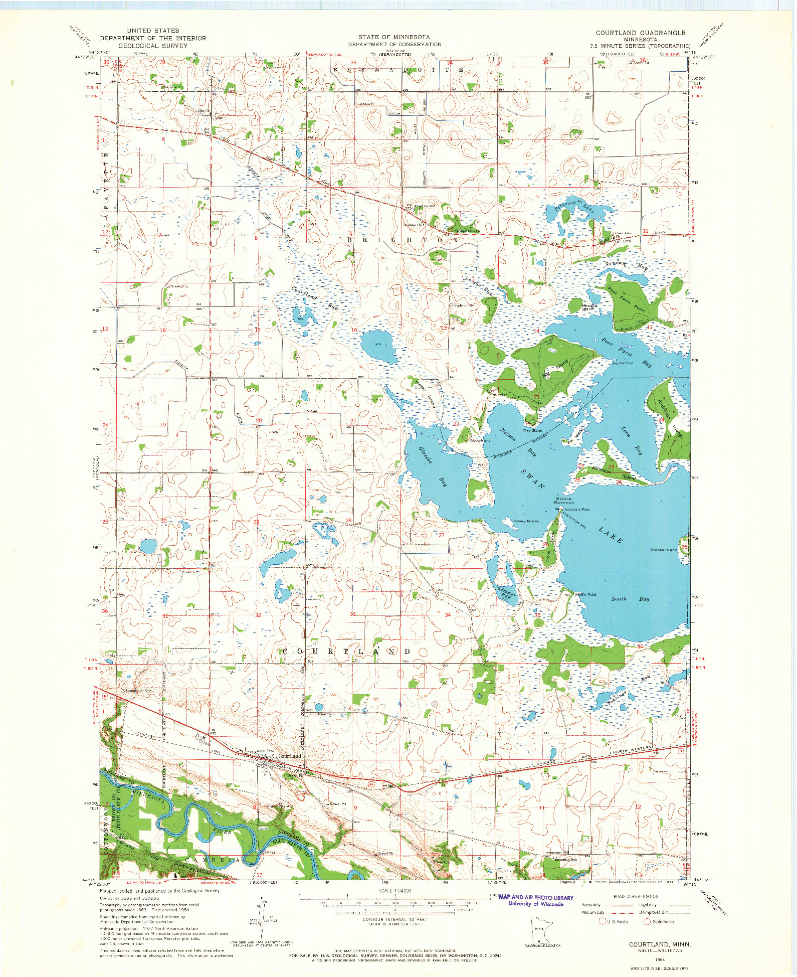 USGS 1:24000-SCALE QUADRANGLE FOR COURTLAND, MN 1964