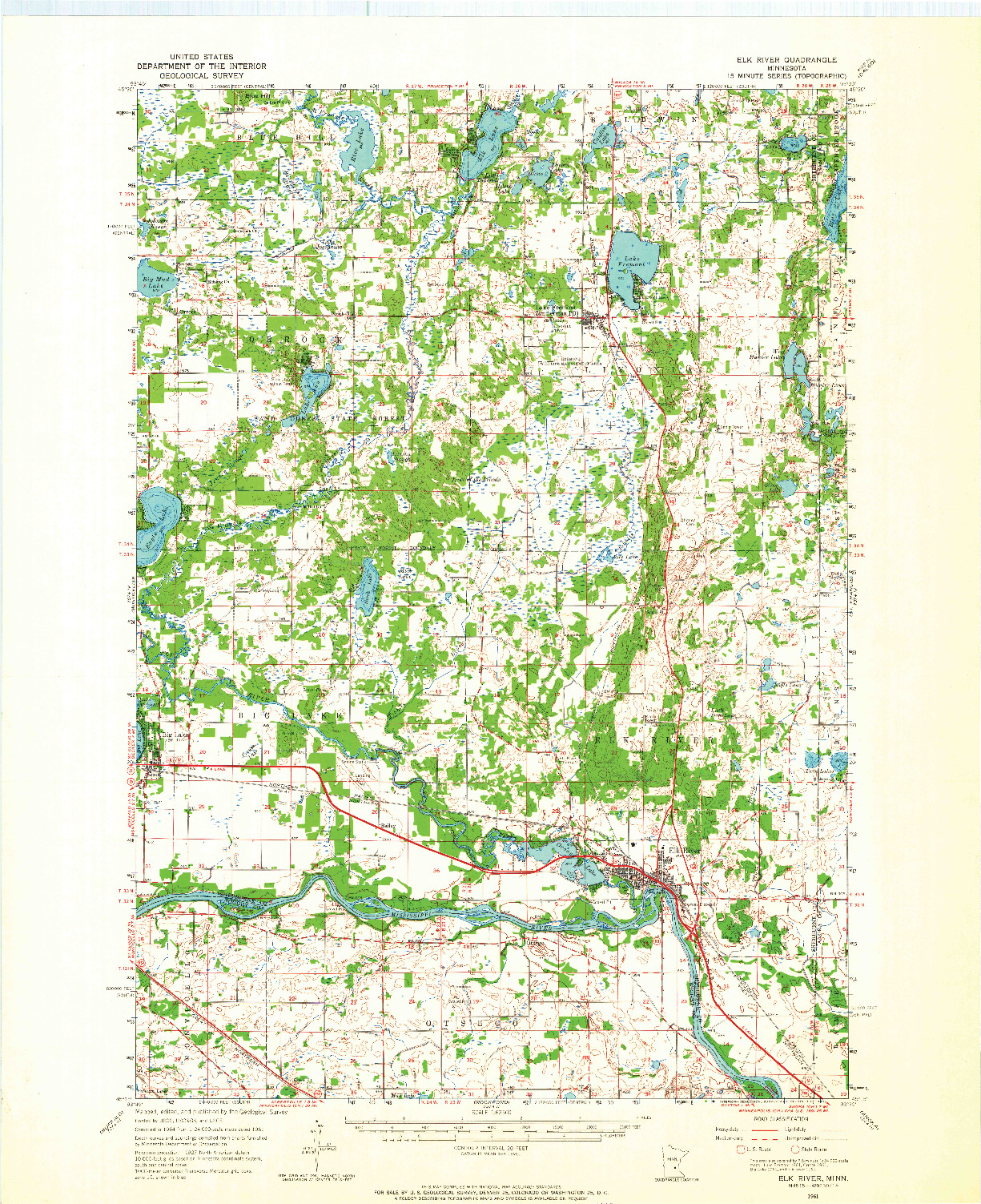 USGS 1:62500-SCALE QUADRANGLE FOR ELK RIVER, MN 1961