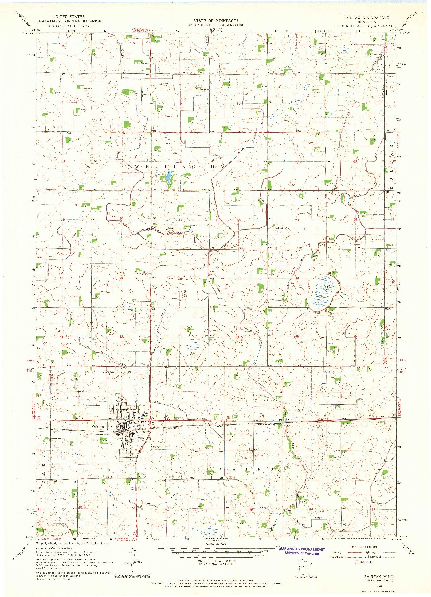 USGS 1:24000-SCALE QUADRANGLE FOR FAIRFAX, MN 1964