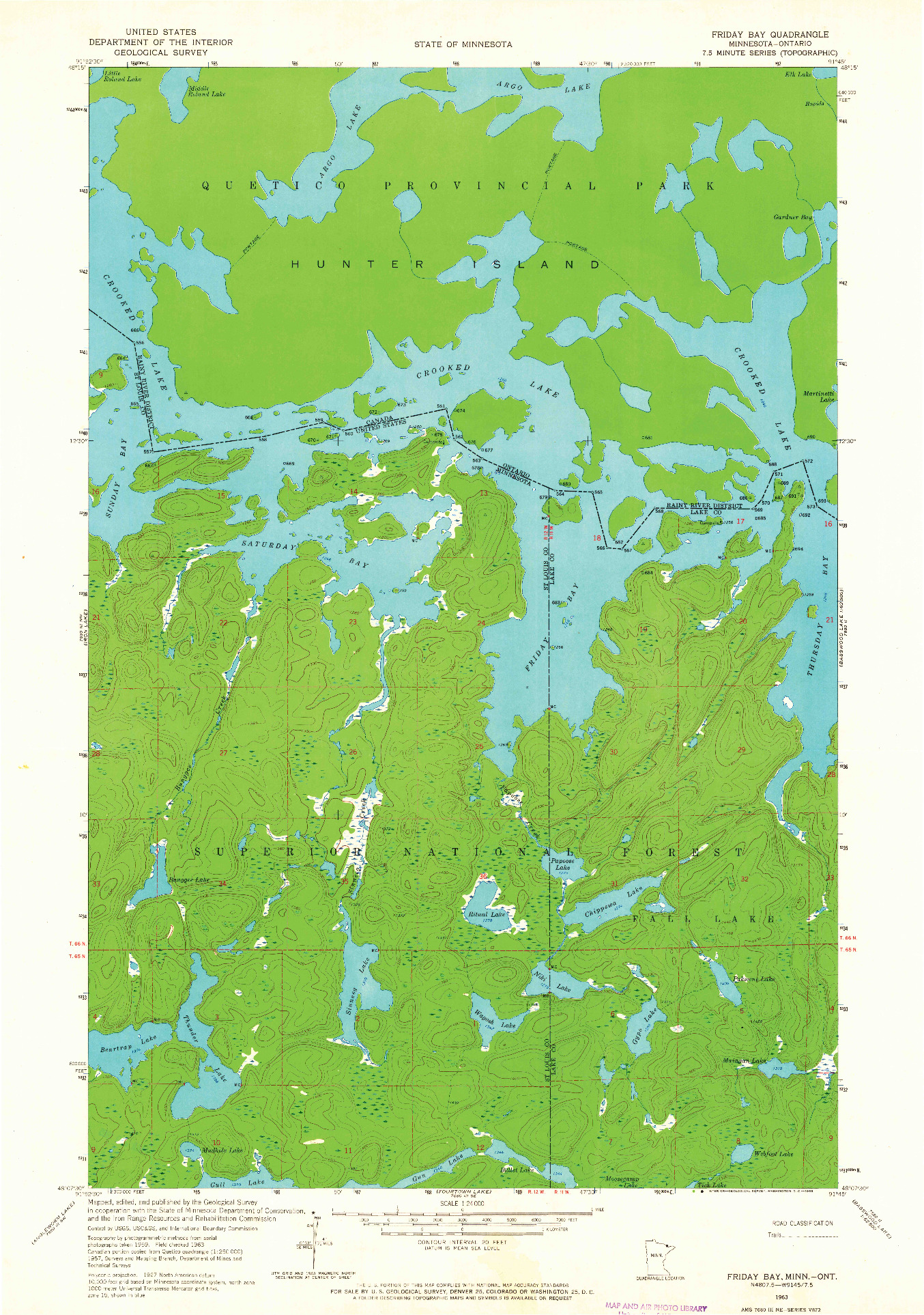 USGS 1:24000-SCALE QUADRANGLE FOR FRIDAY BAY, MN 1963