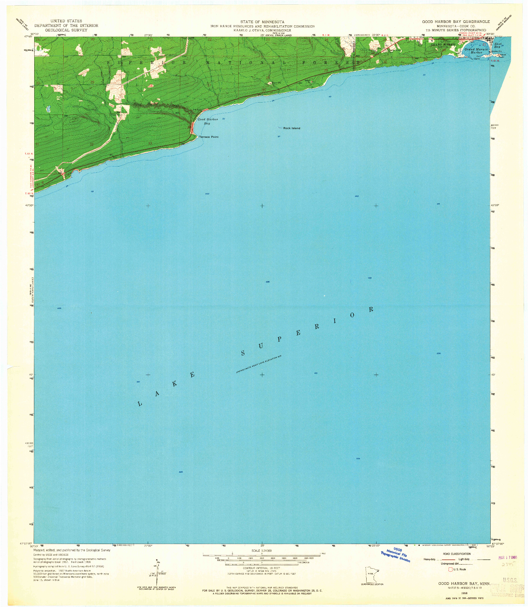 USGS 1:24000-SCALE QUADRANGLE FOR GOOD HARBOR BAY, MN 1958