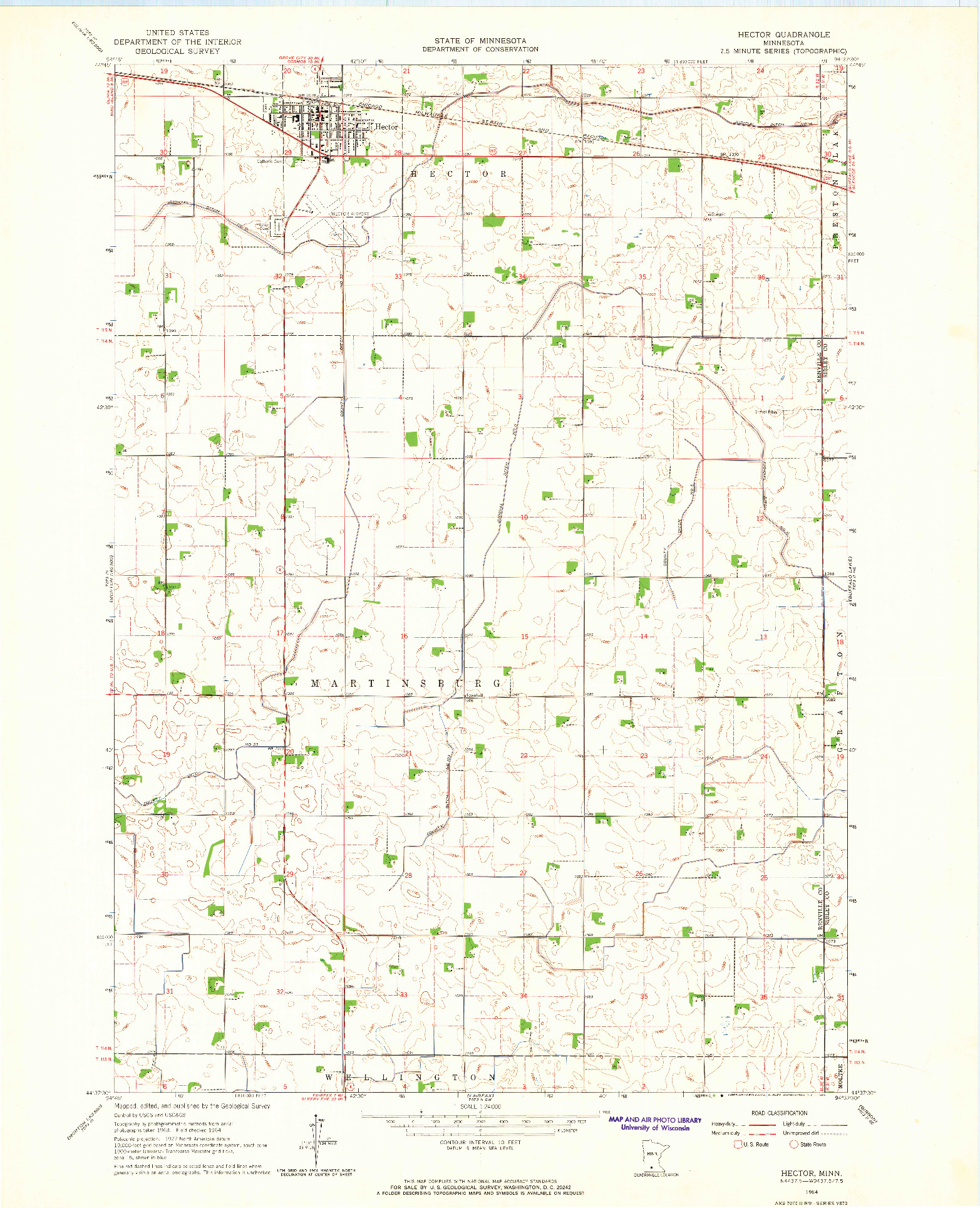 USGS 1:24000-SCALE QUADRANGLE FOR HECTOR, MN 1964