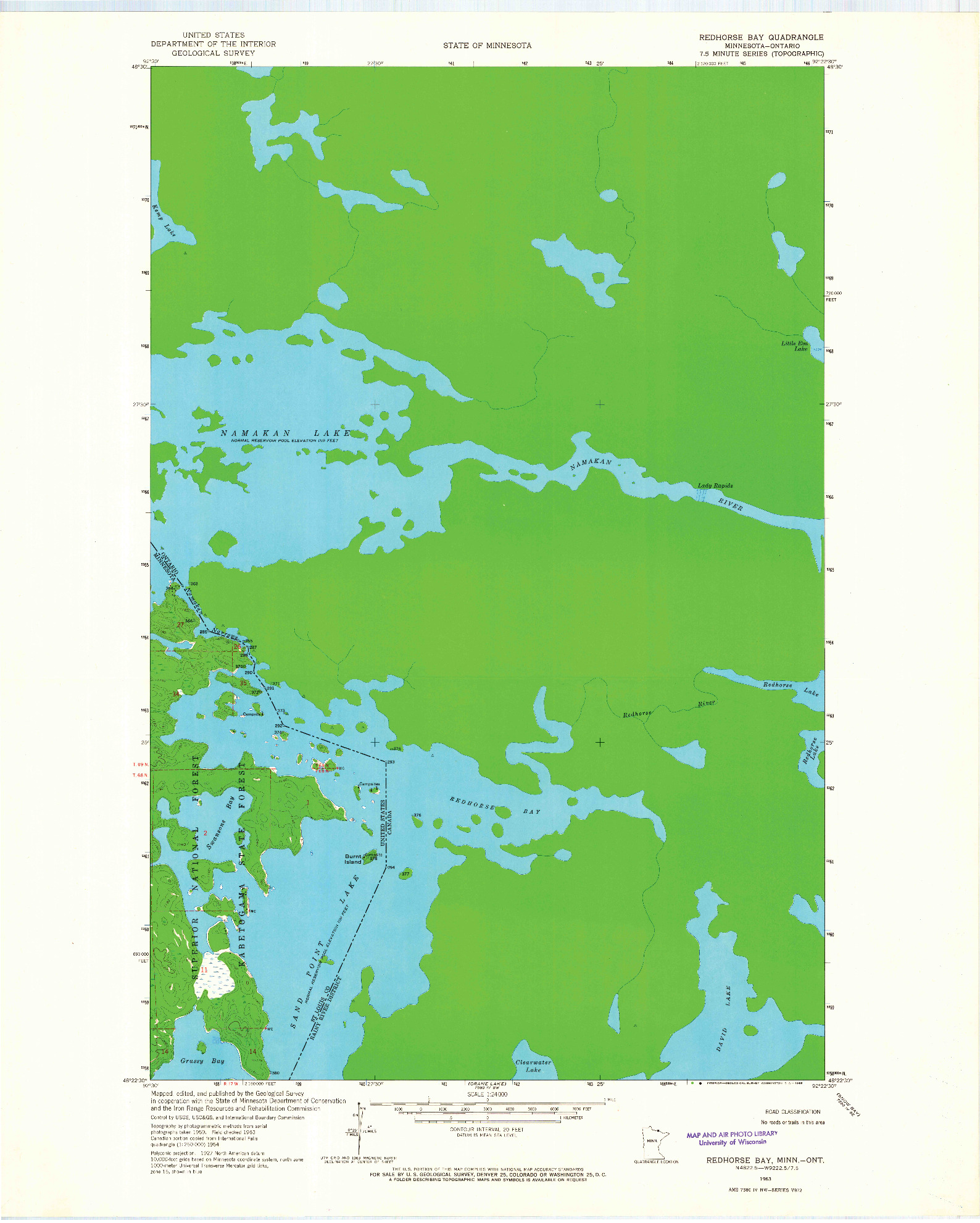 USGS 1:24000-SCALE QUADRANGLE FOR REDHORSE BAY, MN 1963