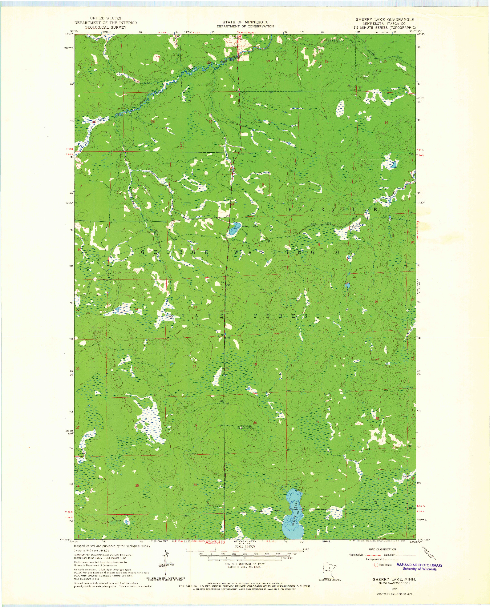 USGS 1:24000-SCALE QUADRANGLE FOR SHERRY LAKE, MN 1964