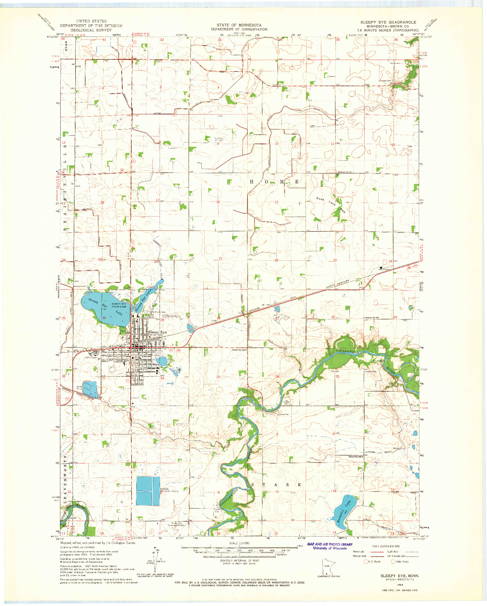 USGS 1:24000-SCALE QUADRANGLE FOR SLEEPY EYE, MN 1964