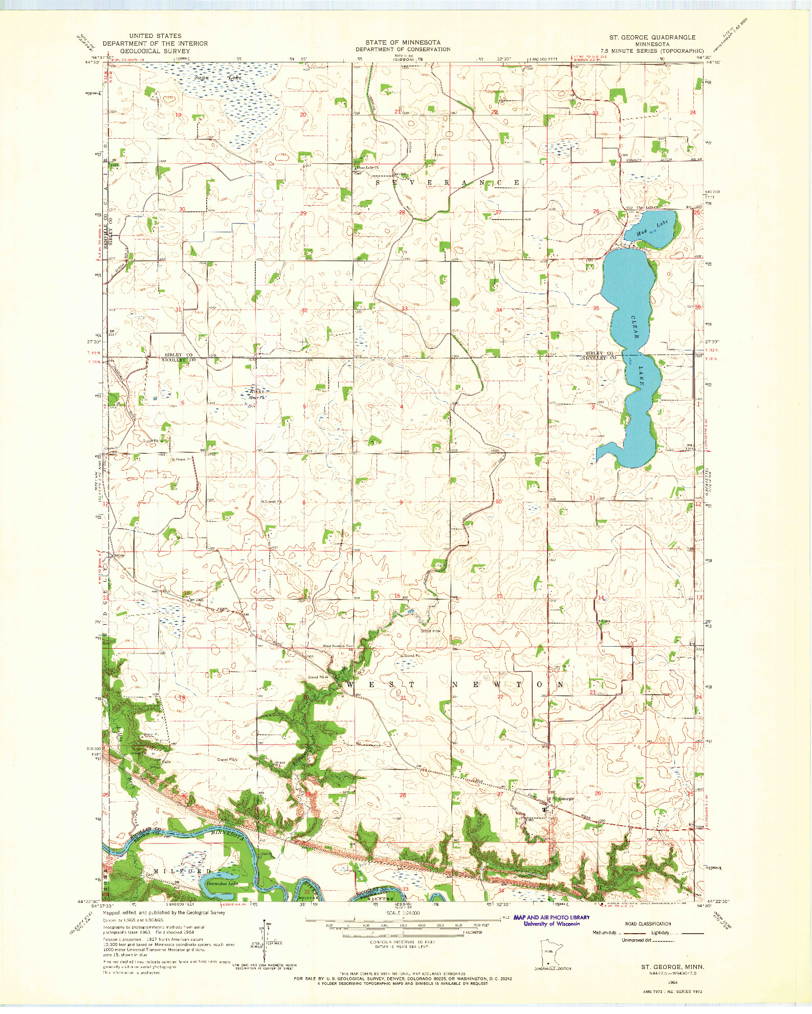 USGS 1:24000-SCALE QUADRANGLE FOR ST GEORGE, MN 1964
