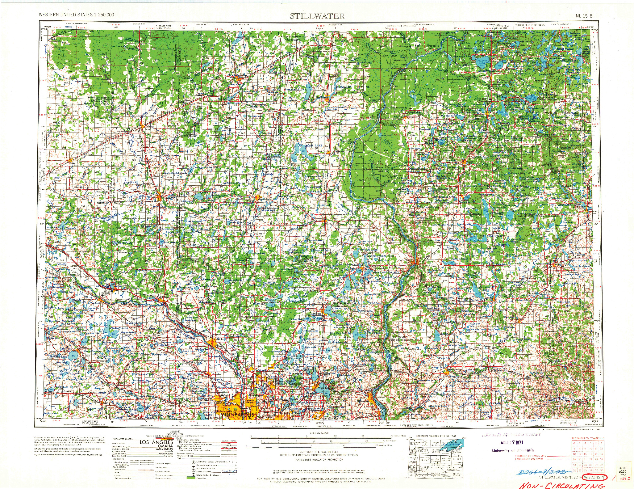 USGS 1:250000-SCALE QUADRANGLE FOR STILLWATER, MN 1955