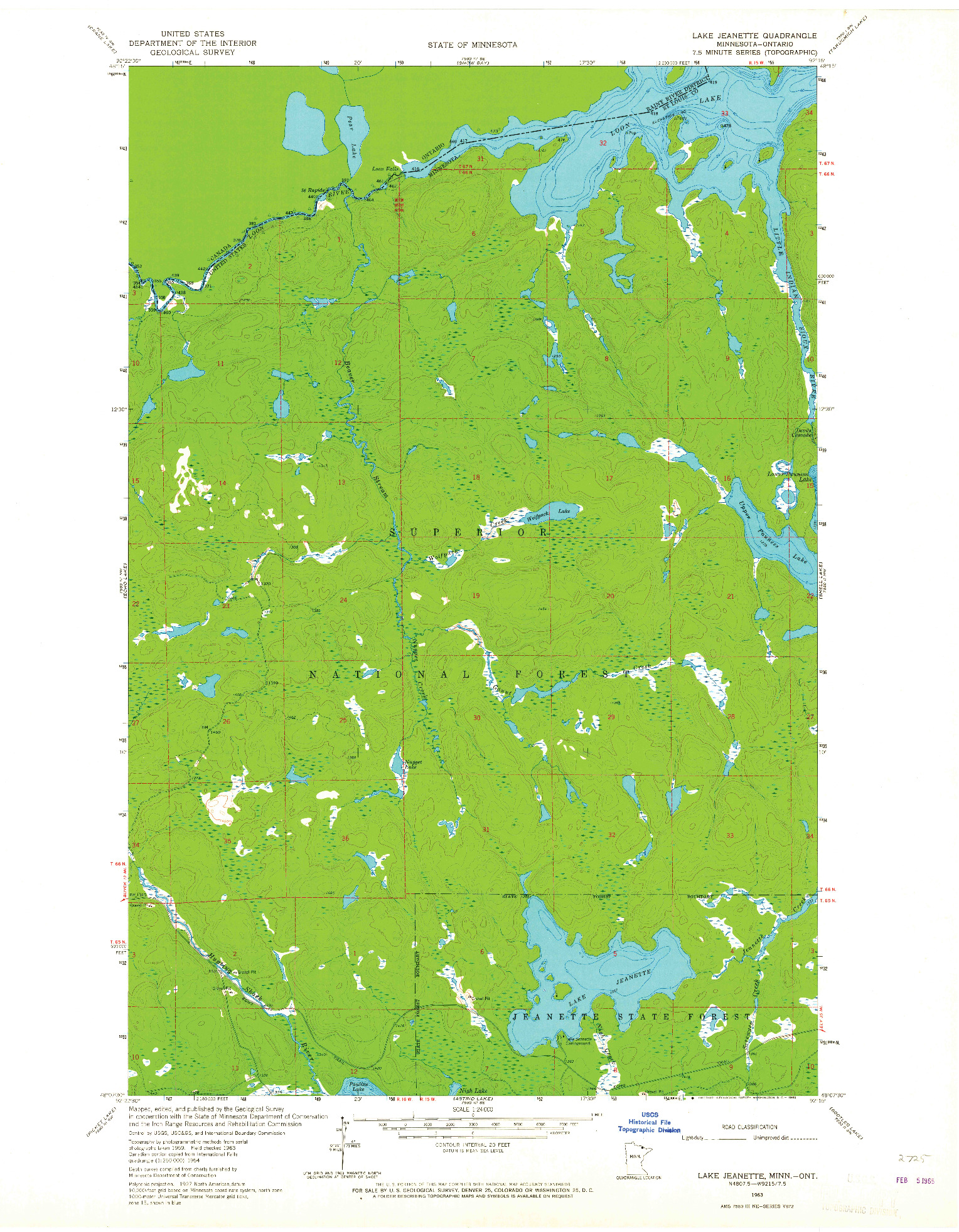 USGS 1:24000-SCALE QUADRANGLE FOR LAKE JEANETTE, MN 1963