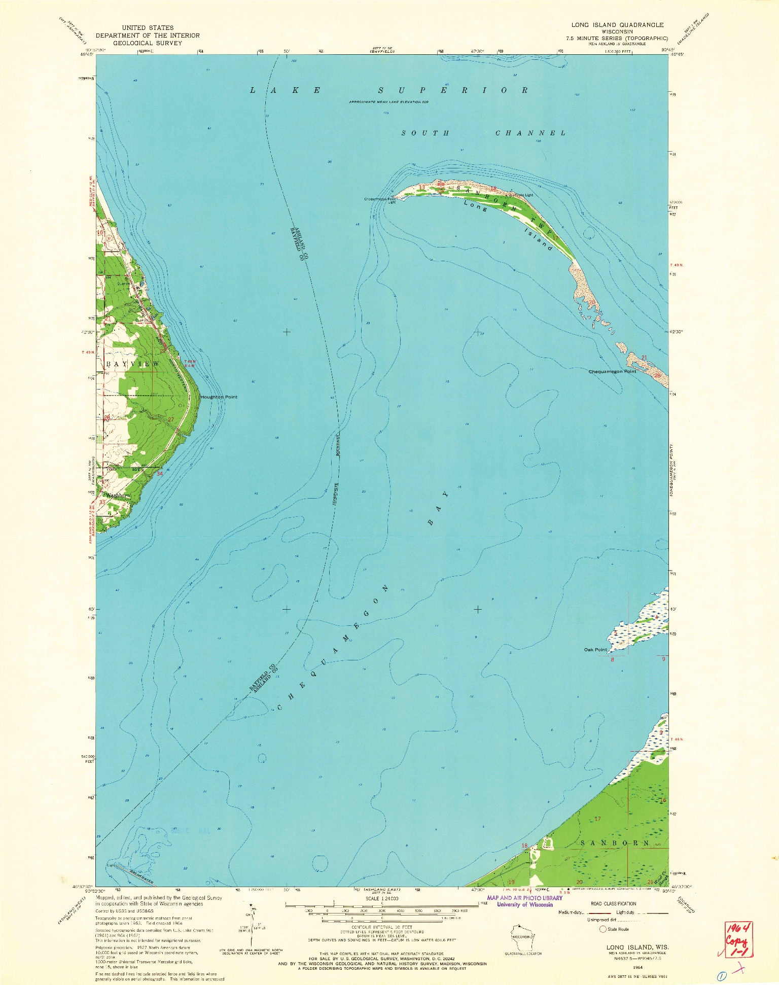 USGS 1:24000-SCALE QUADRANGLE FOR LONG ISLAND, WI 1964