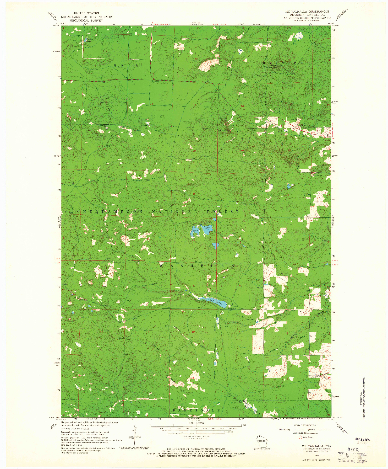 USGS 1:24000-SCALE QUADRANGLE FOR MT. VALHALLA, WI 1964