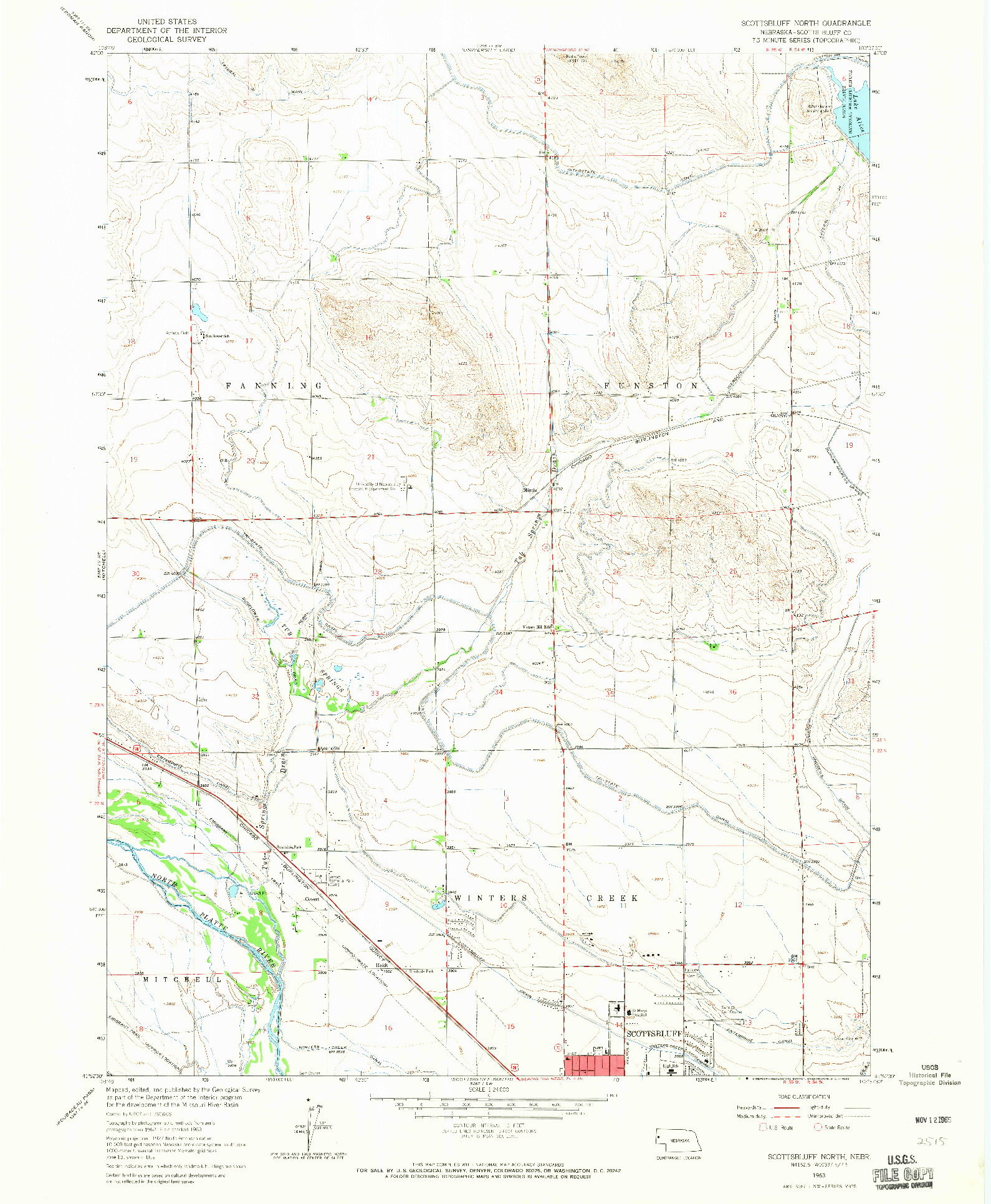 USGS 1:24000-SCALE QUADRANGLE FOR SCOTTSBLUFF NORTH, NE 1963